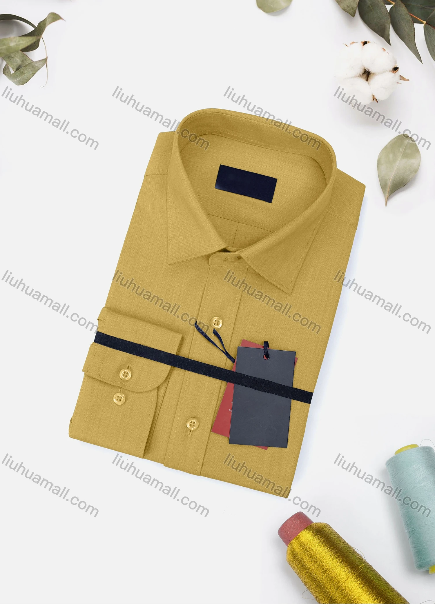 Wholesale Men's Casual Plain Long Sleeve Collared Button Down Shirt 1906-4# - Liuhuamall