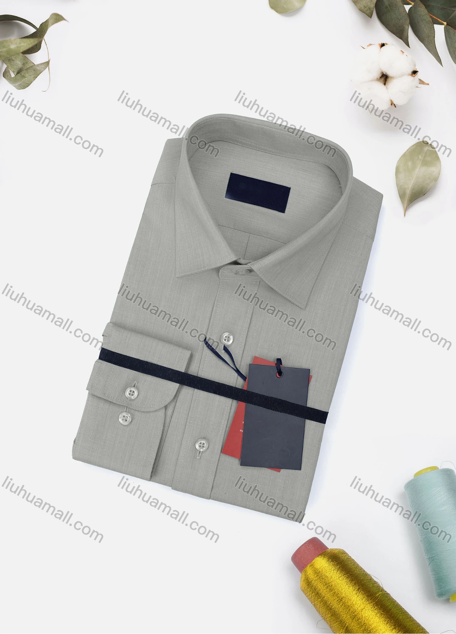 Wholesale Men's Casual Plain Long Sleeve Collared Button Down Shirt 1906-4# - Liuhuamall