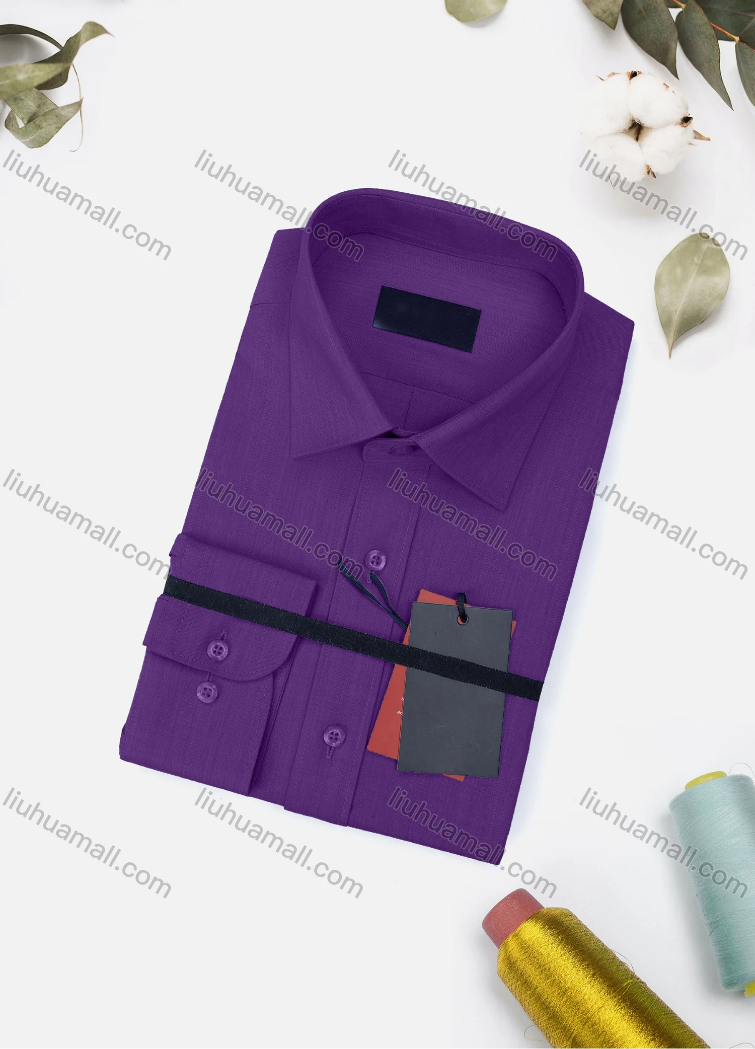 Wholesale Men's Casual Plain Long Sleeve Collared Button Down Shirt 1906-4# - Liuhuamall