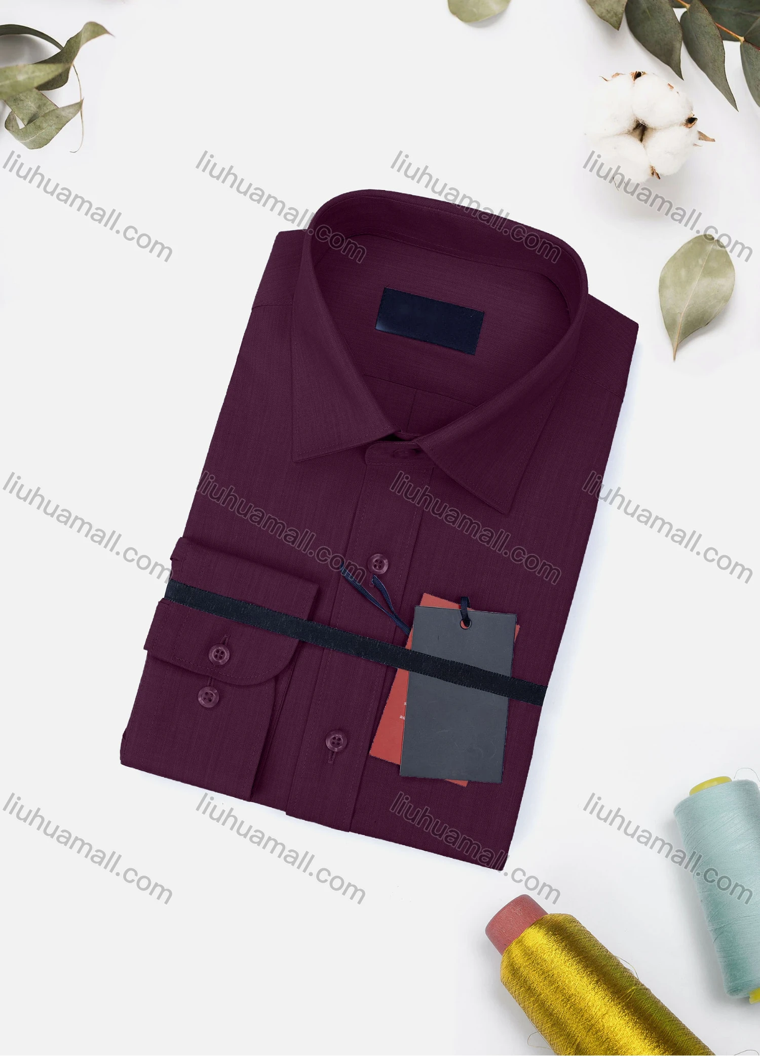 Wholesale Men's Casual Plain Long Sleeve Collared Button Down Shirt 1906-4# - Liuhuamall