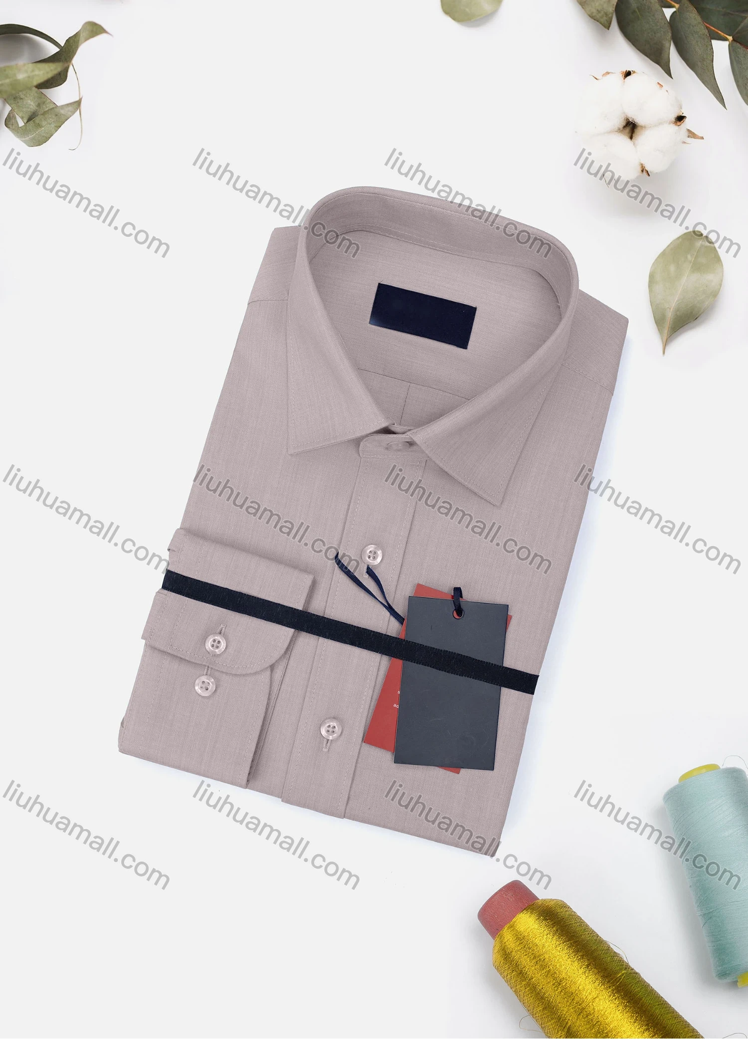 Wholesale Men's Casual Plain Long Sleeve Collared Button Down Shirt 1906-4# - Liuhuamall