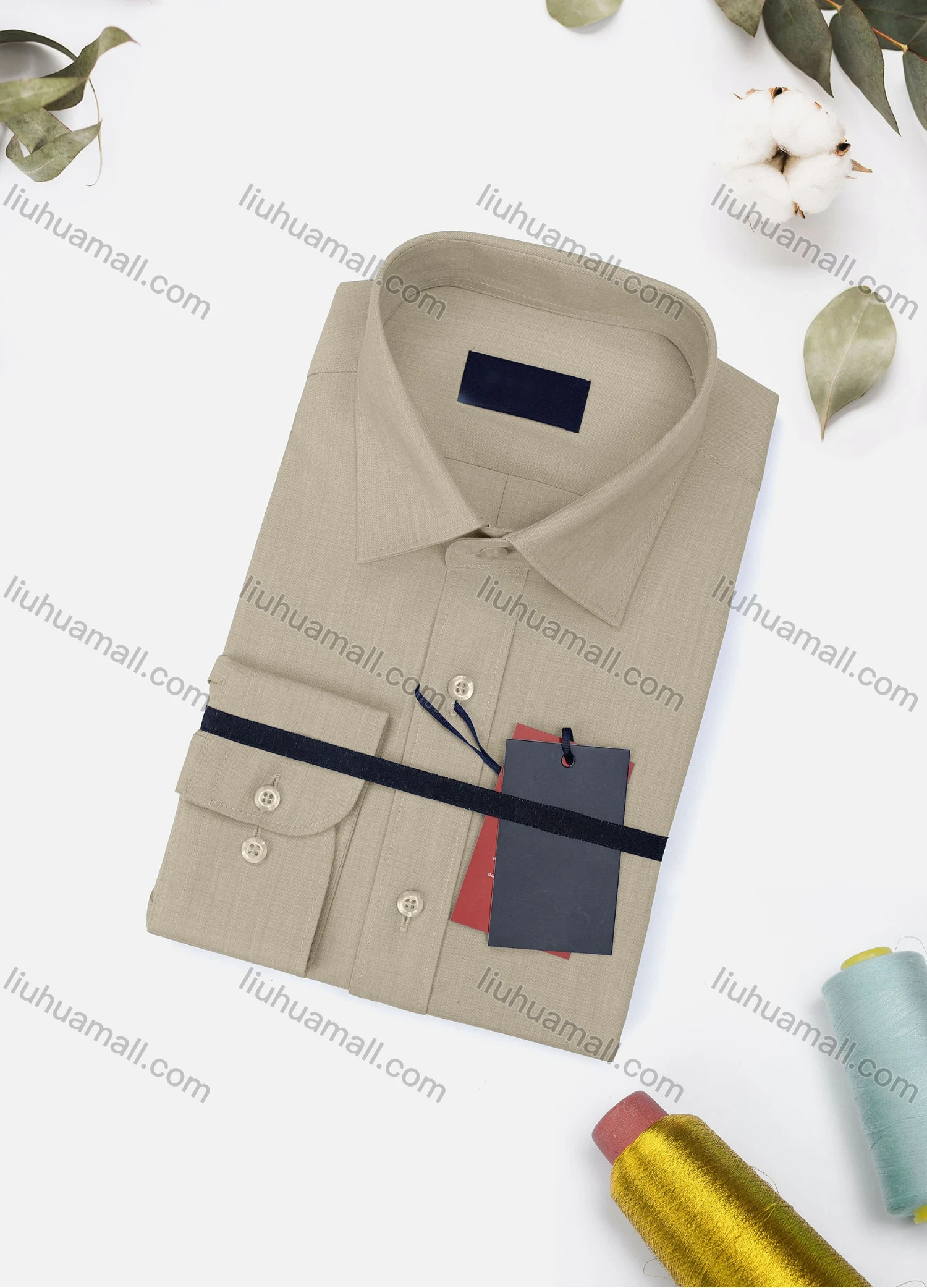 Wholesale Men's Casual Plain Long Sleeve Collared Button Down Shirt 1906-4# - Liuhuamall