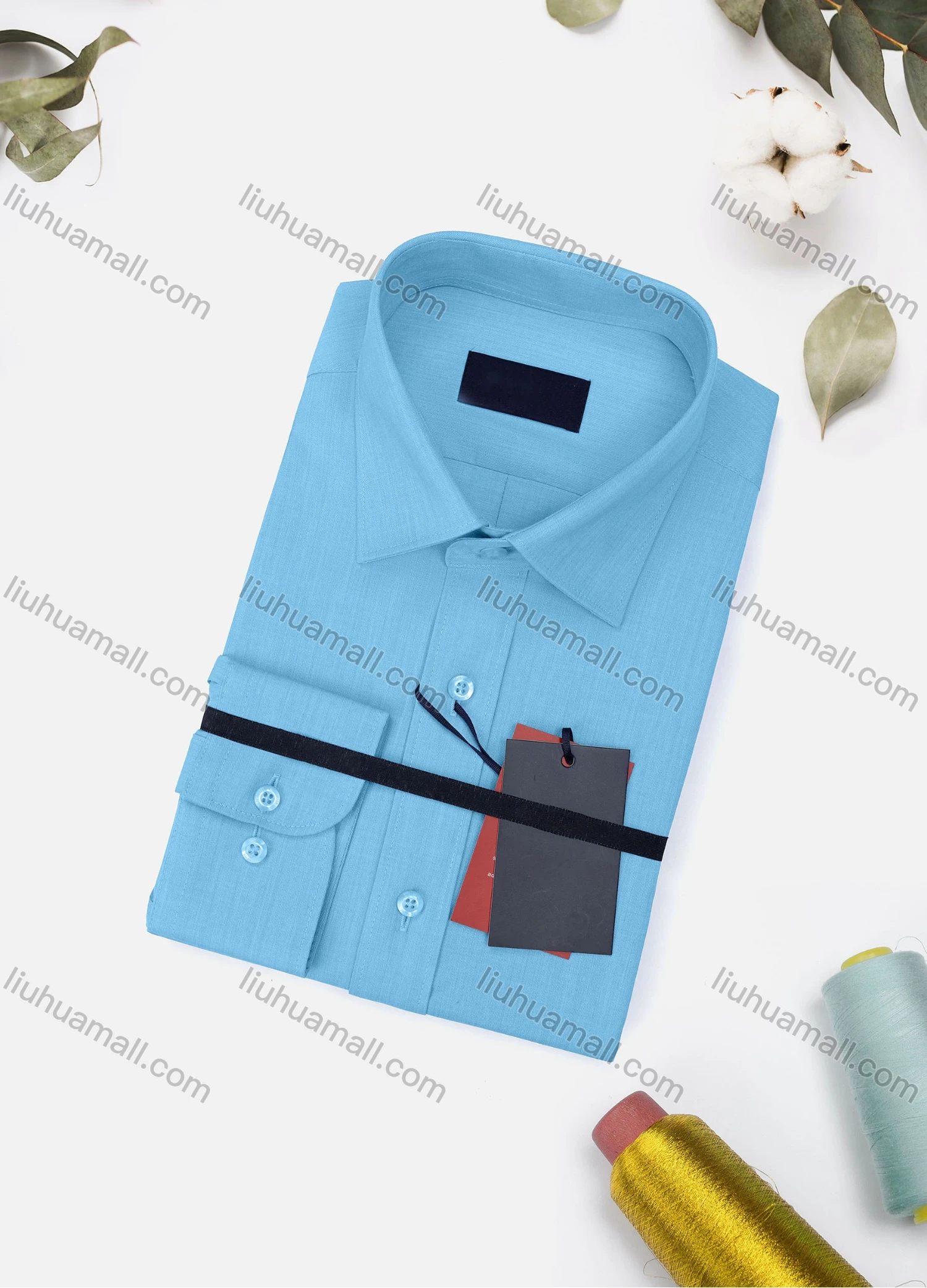 Wholesale Men's Casual Plain Long Sleeve Collared Button Down Shirt 1906-4# - Liuhuamall