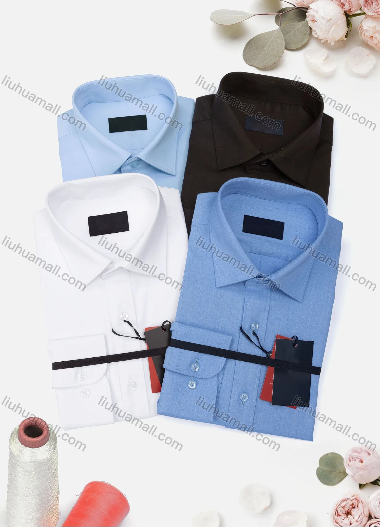 Wholesale Men's Casual Plain Long Sleeve Collared Button Down Shirt 1906-4# - Liuhuamall