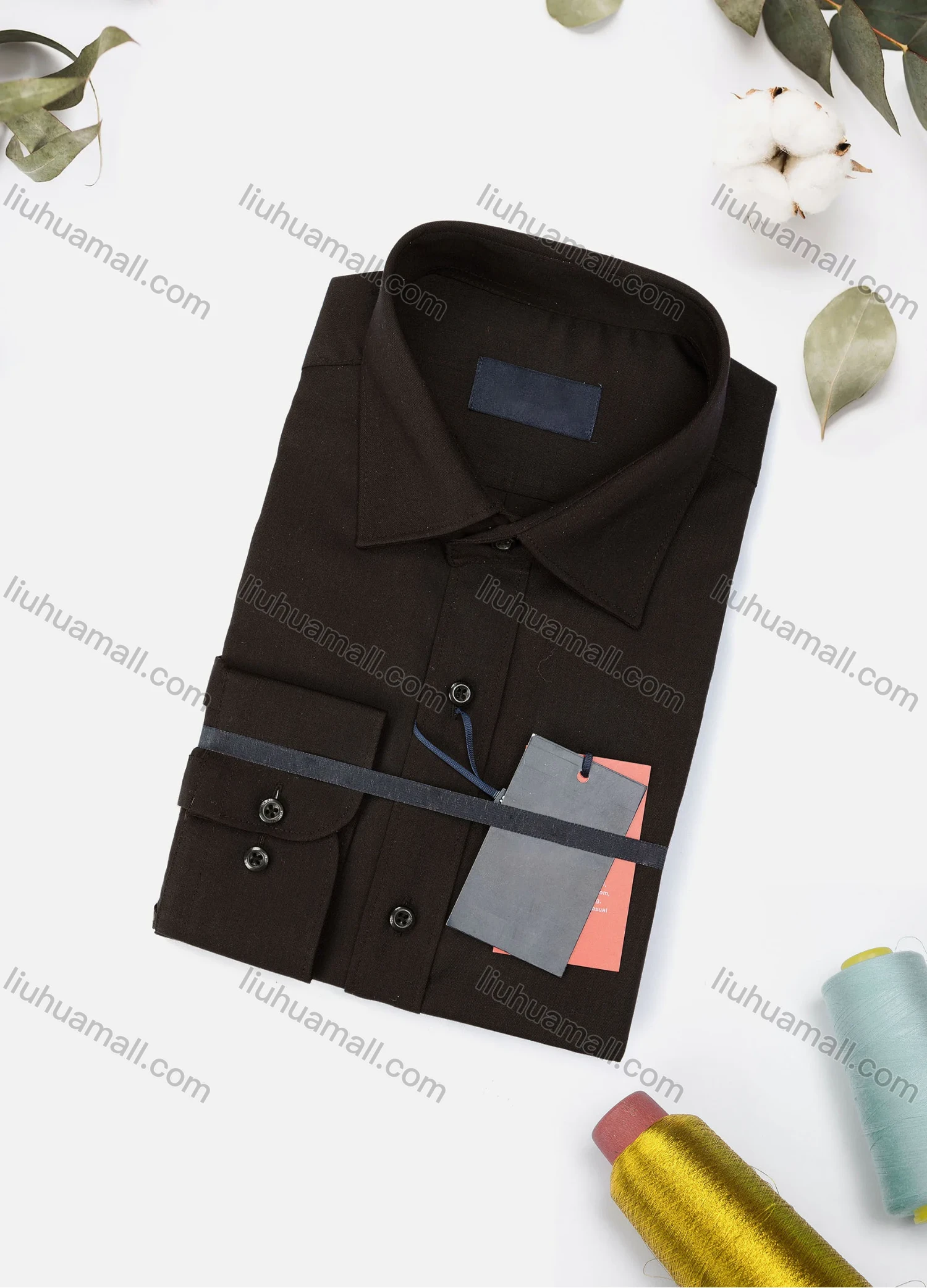 Wholesale Men's Casual Plain Long Sleeve Collared Button Down Shirt 1906-4# - Liuhuamall