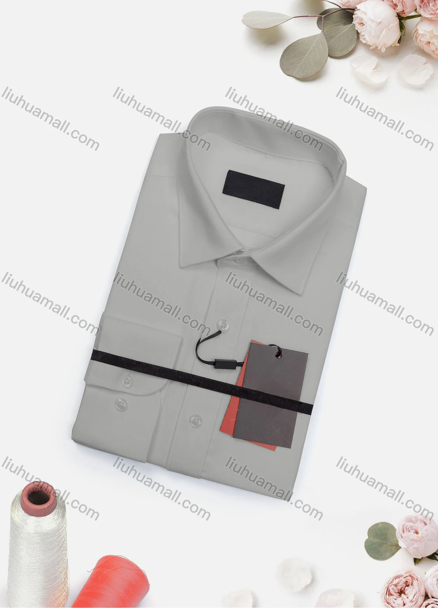Wholesale Men's Casual Plain Long Sleeve Collared Button Down Shirt 2019-1# - Liuhuamall