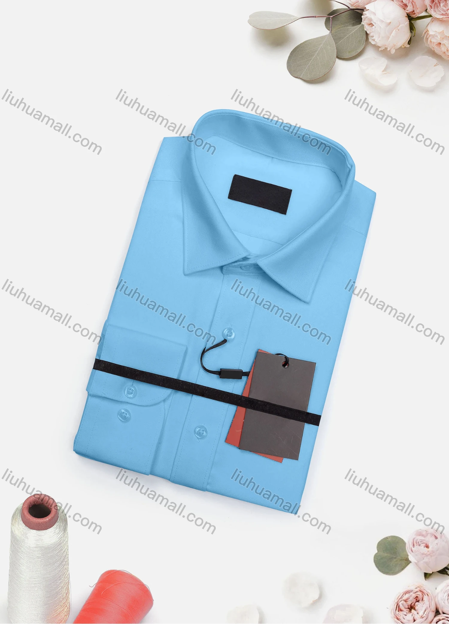 Wholesale Men's Casual Plain Long Sleeve Collared Button Down Shirt 2019-1# - Liuhuamall