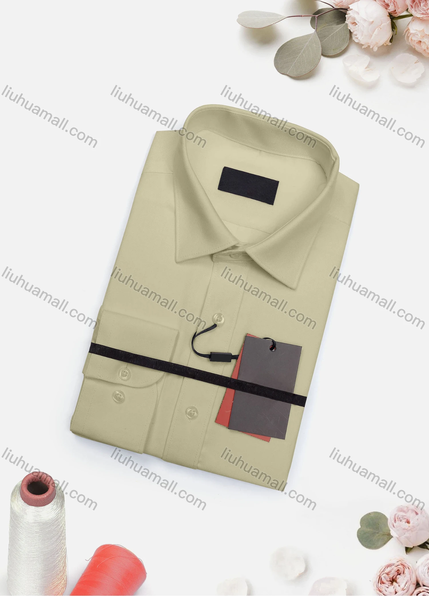 Wholesale Men's Casual Plain Long Sleeve Collared Button Down Shirt 2019-1# - Liuhuamall