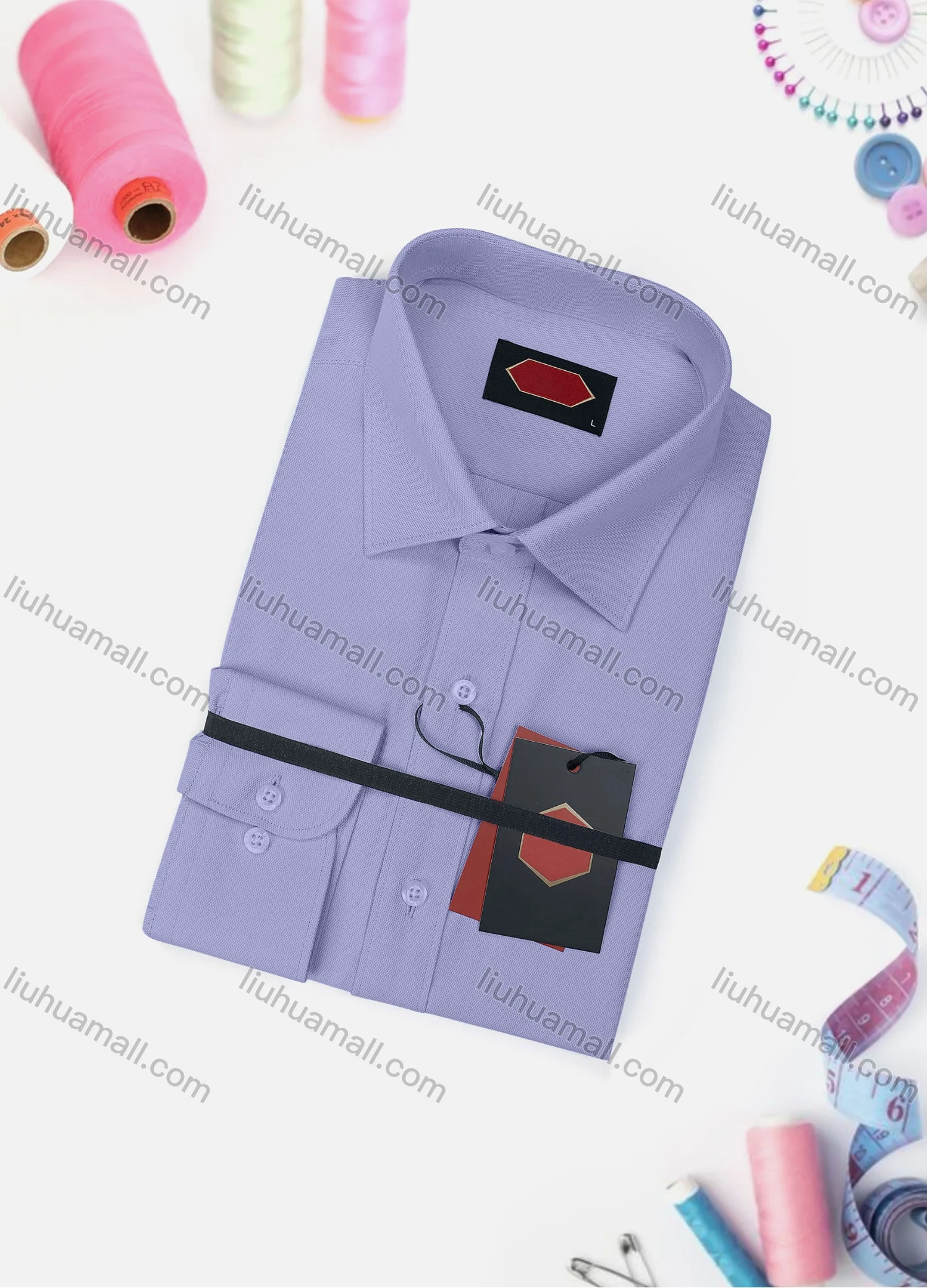 Wholesale Men's Casual Plain Long Sleeve Collared Button Down Shirt 2058-2# - Liuhuamall
