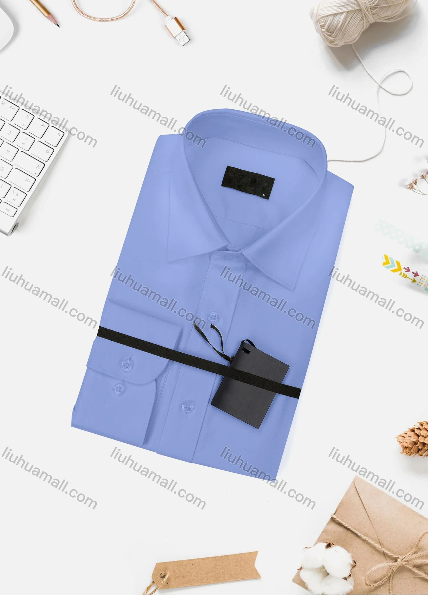 Wholesale Men's Casual Plain Long Sleeve Collared Button Down Shirt 2058-2# - Liuhuamall