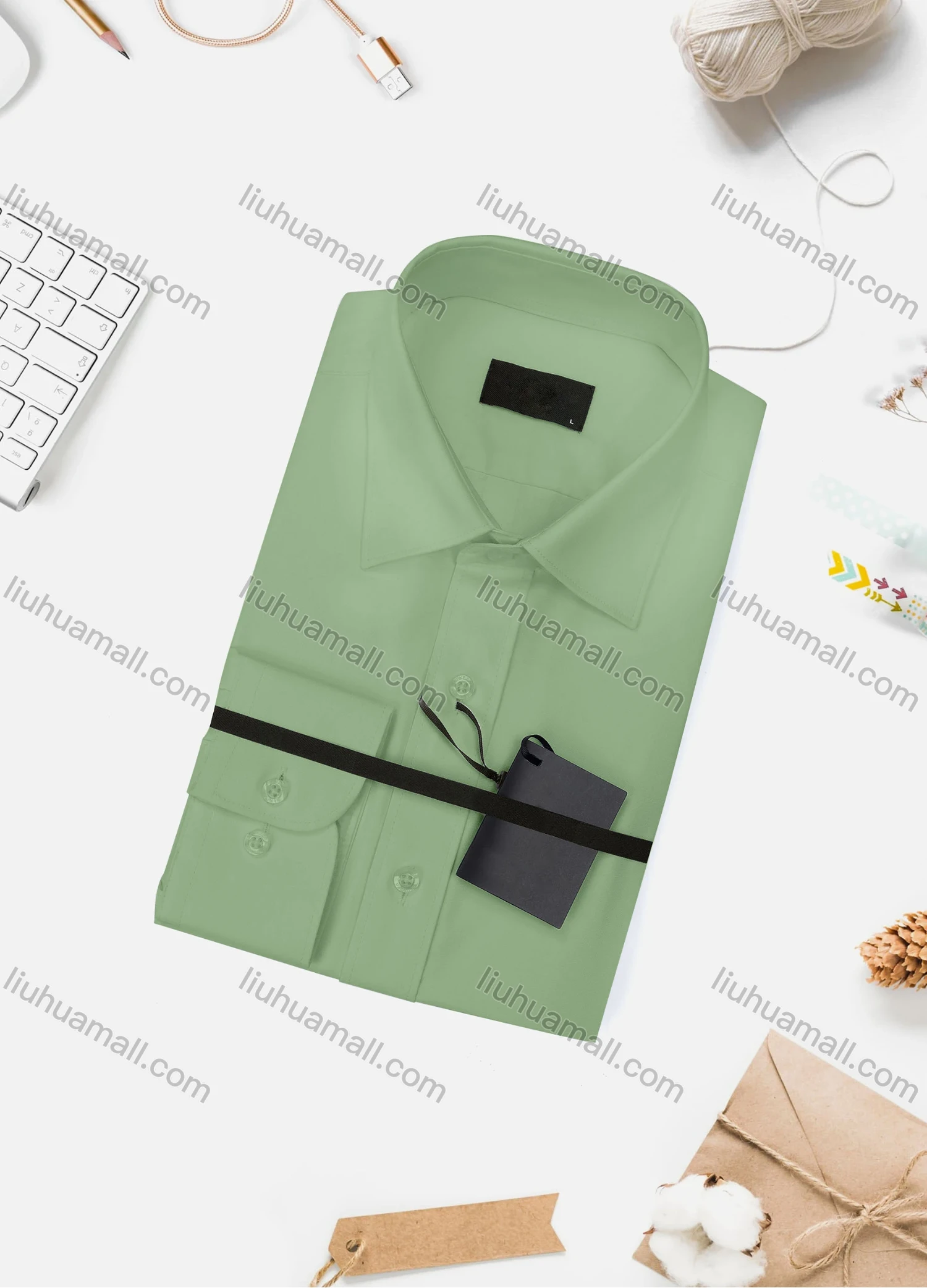 Wholesale Men's Casual Plain Long Sleeve Collared Button Down Shirt 2058-2# - Liuhuamall