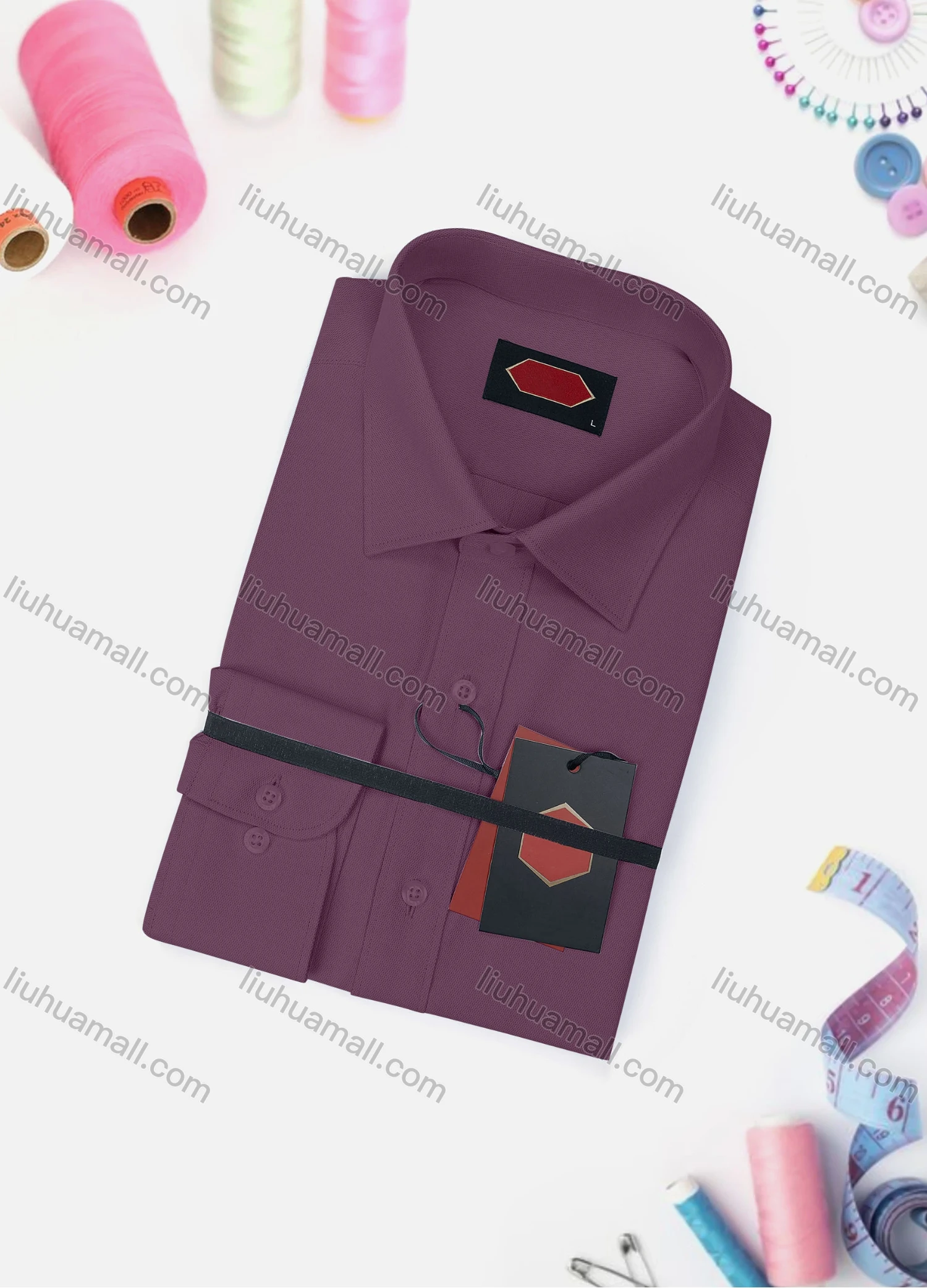 Wholesale Men's Casual Plain Long Sleeve Collared Button Down Shirt 2058-2# - Liuhuamall
