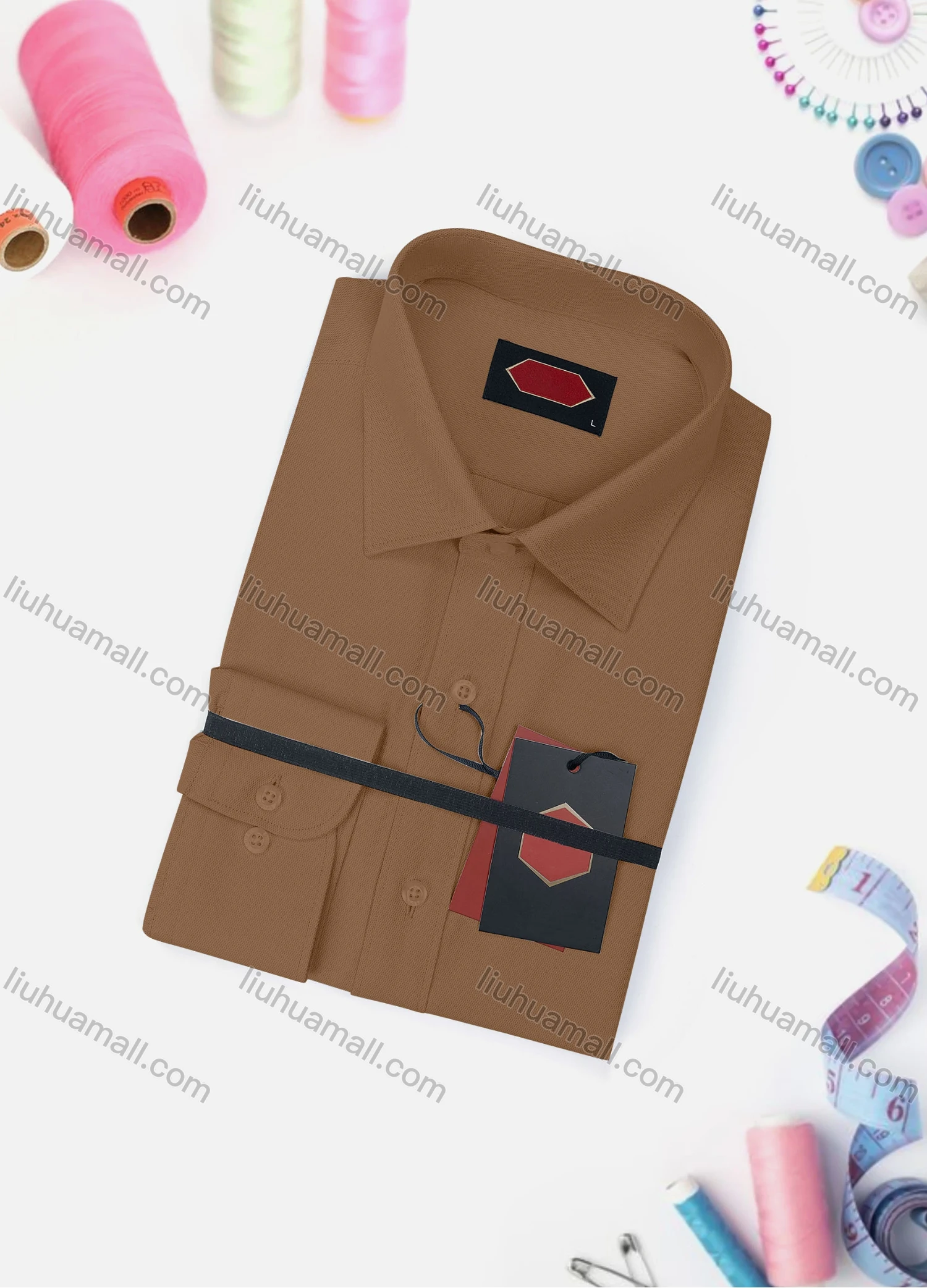 Wholesale Men's Casual Plain Long Sleeve Collared Button Down Shirt 2058-2# - Liuhuamall