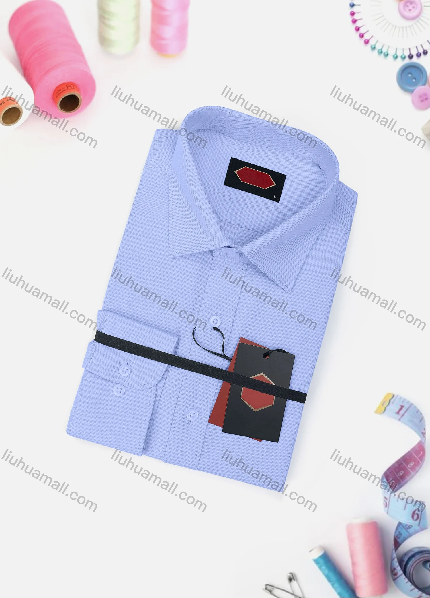 Wholesale Men's Casual Plain Long Sleeve Collared Button Down Shirt 2058-2# - Liuhuamall