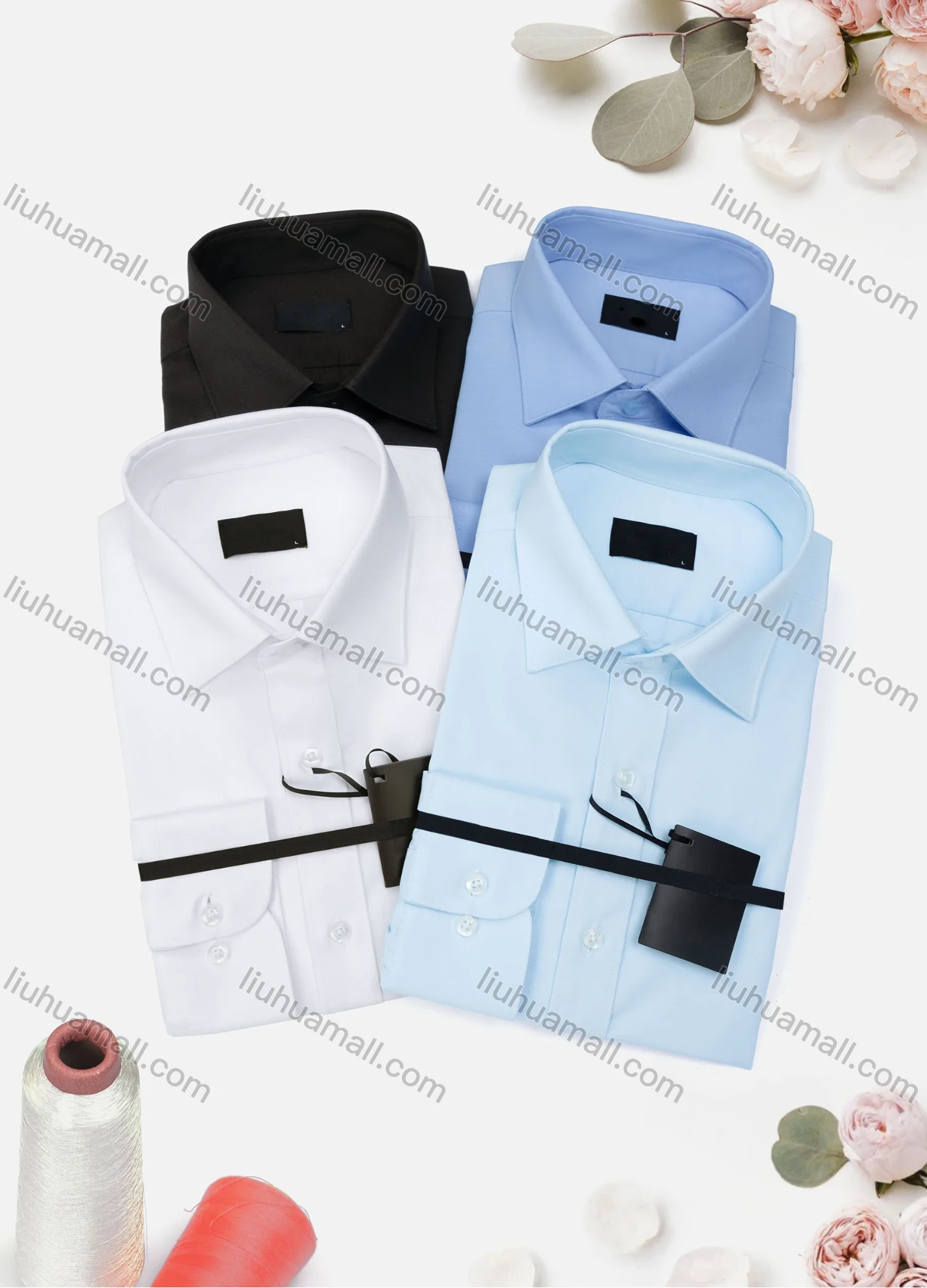 Wholesale Men's Casual Plain Long Sleeve Collared Button Down Shirt 2670-4# - Liuhuamall