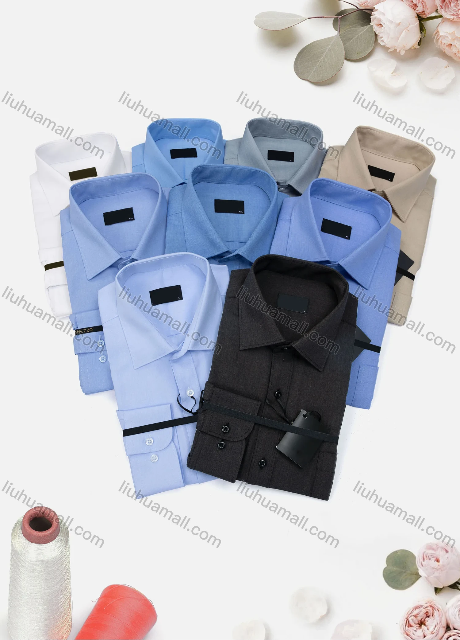 Wholesale Men's Casual Plain Long Sleeve Collared Button Down Shirt 6922-9# - Liuhuamall