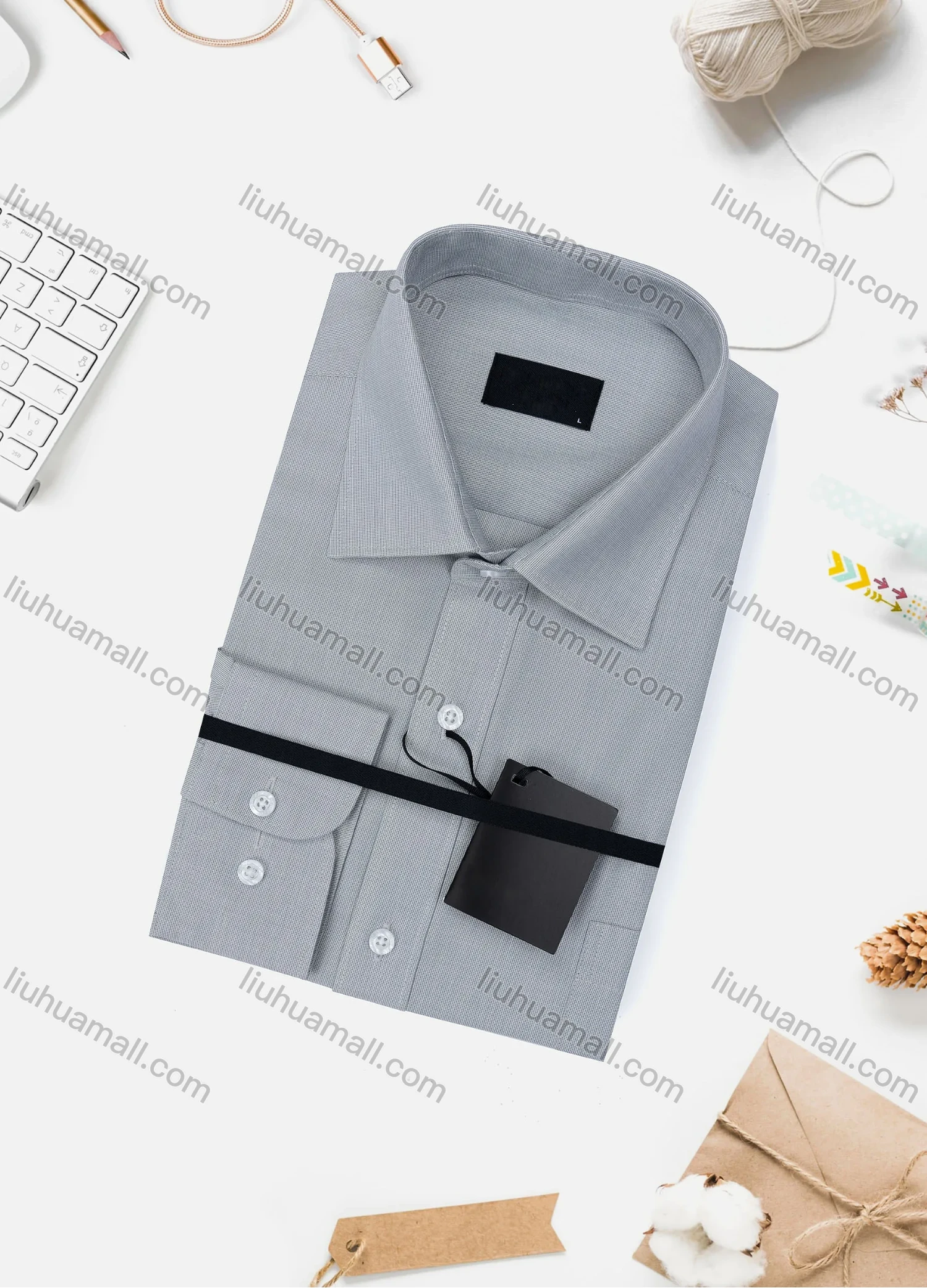 Wholesale Men's Casual Plain Long Sleeve Collared Button Down Shirt 6922-9# - Liuhuamall