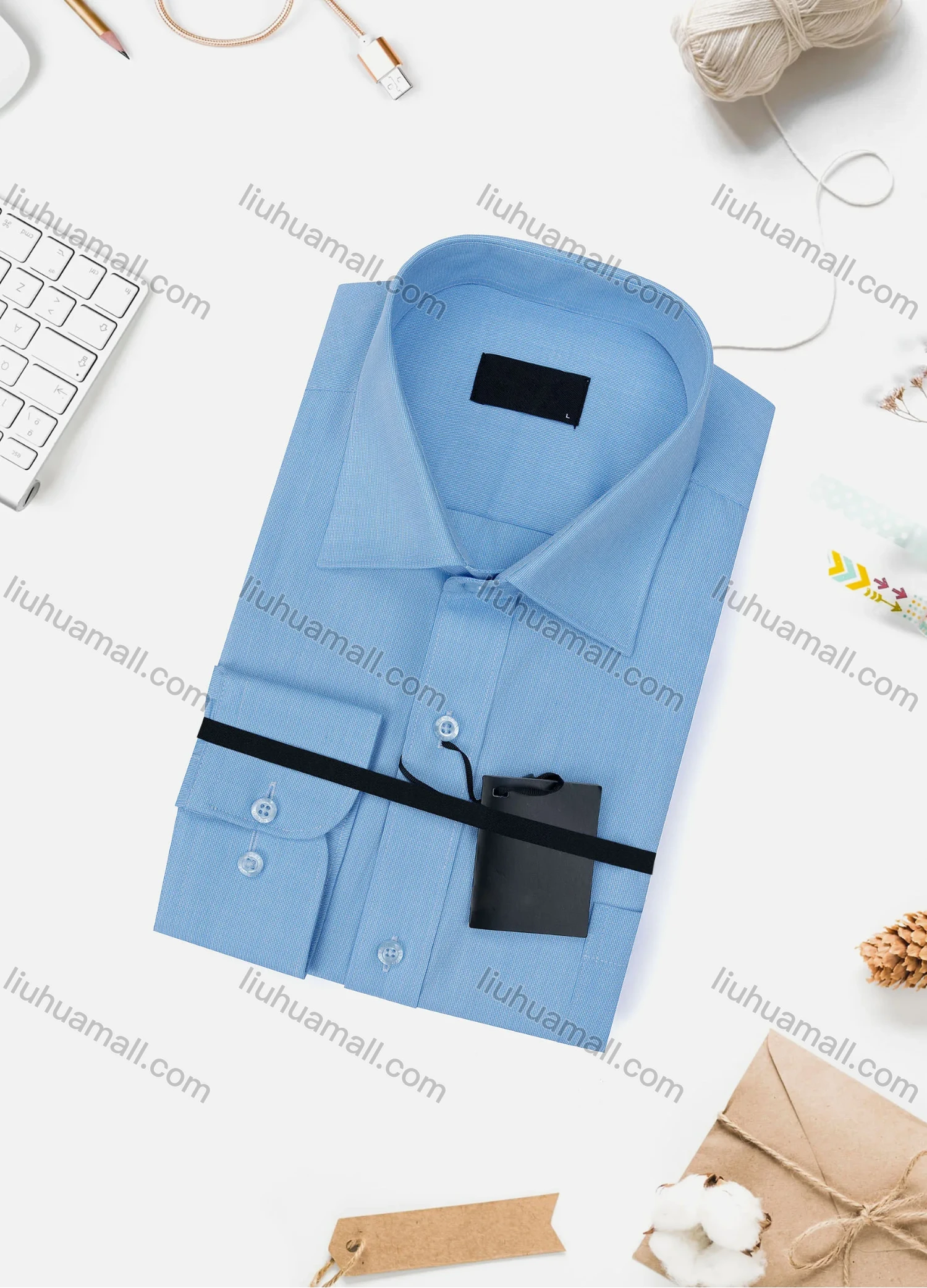 Wholesale Men's Casual Plain Long Sleeve Collared Button Down Shirt 6922-9# - Liuhuamall