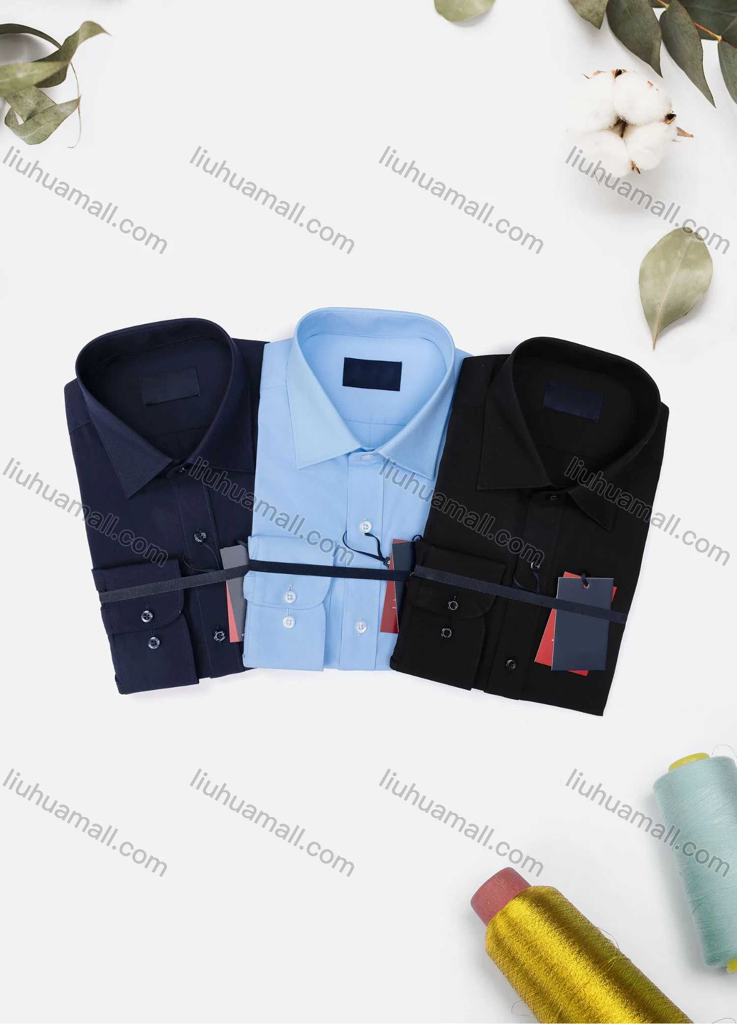 Wholesale Men's Casual Plain Long Sleeve Collared Button Down Shirt 8570-3# - Liuhuamall