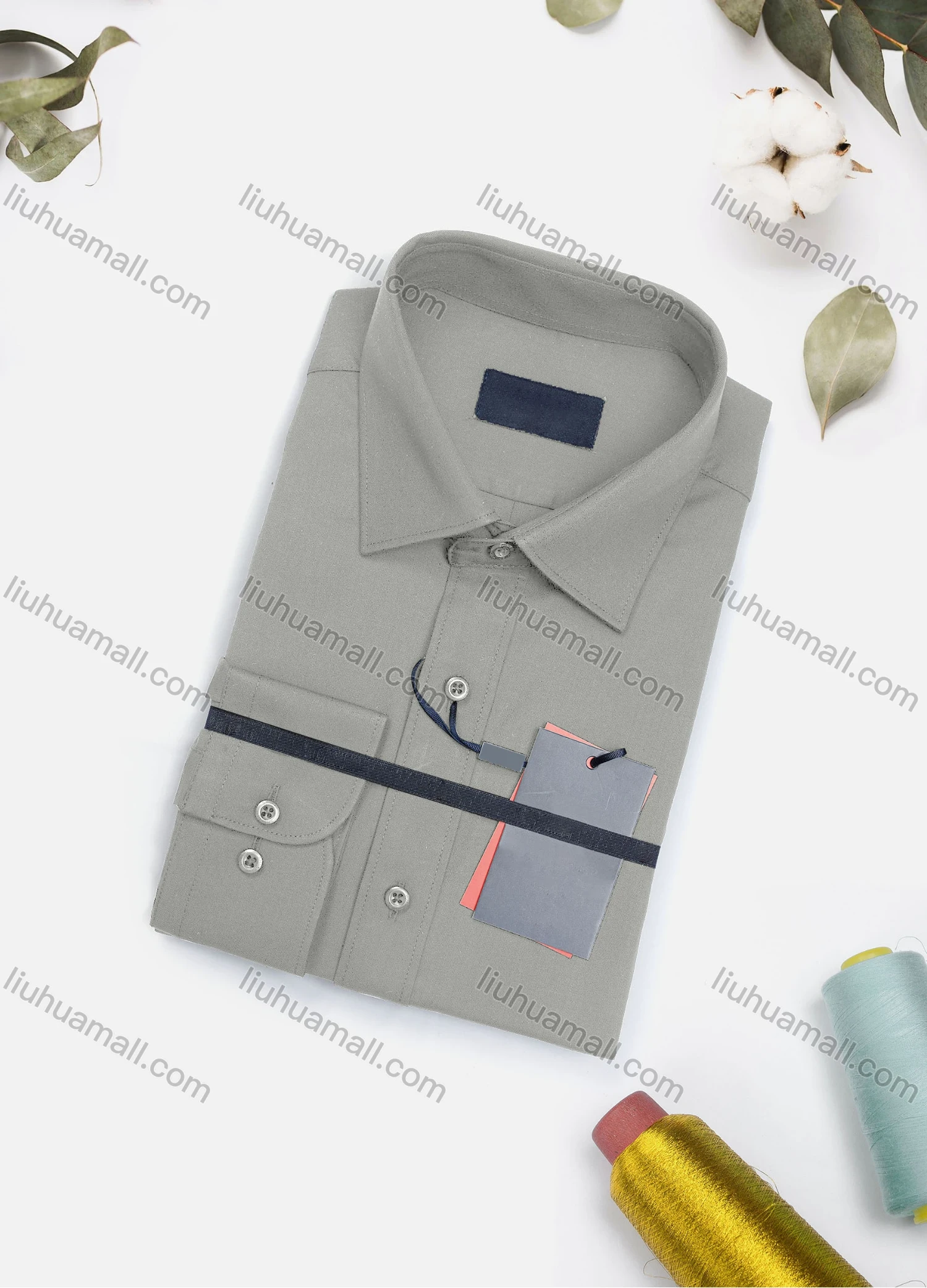 Wholesale Men's Casual Plain Long Sleeve Collared Button Down Shirt 8917-2# - Liuhuamall