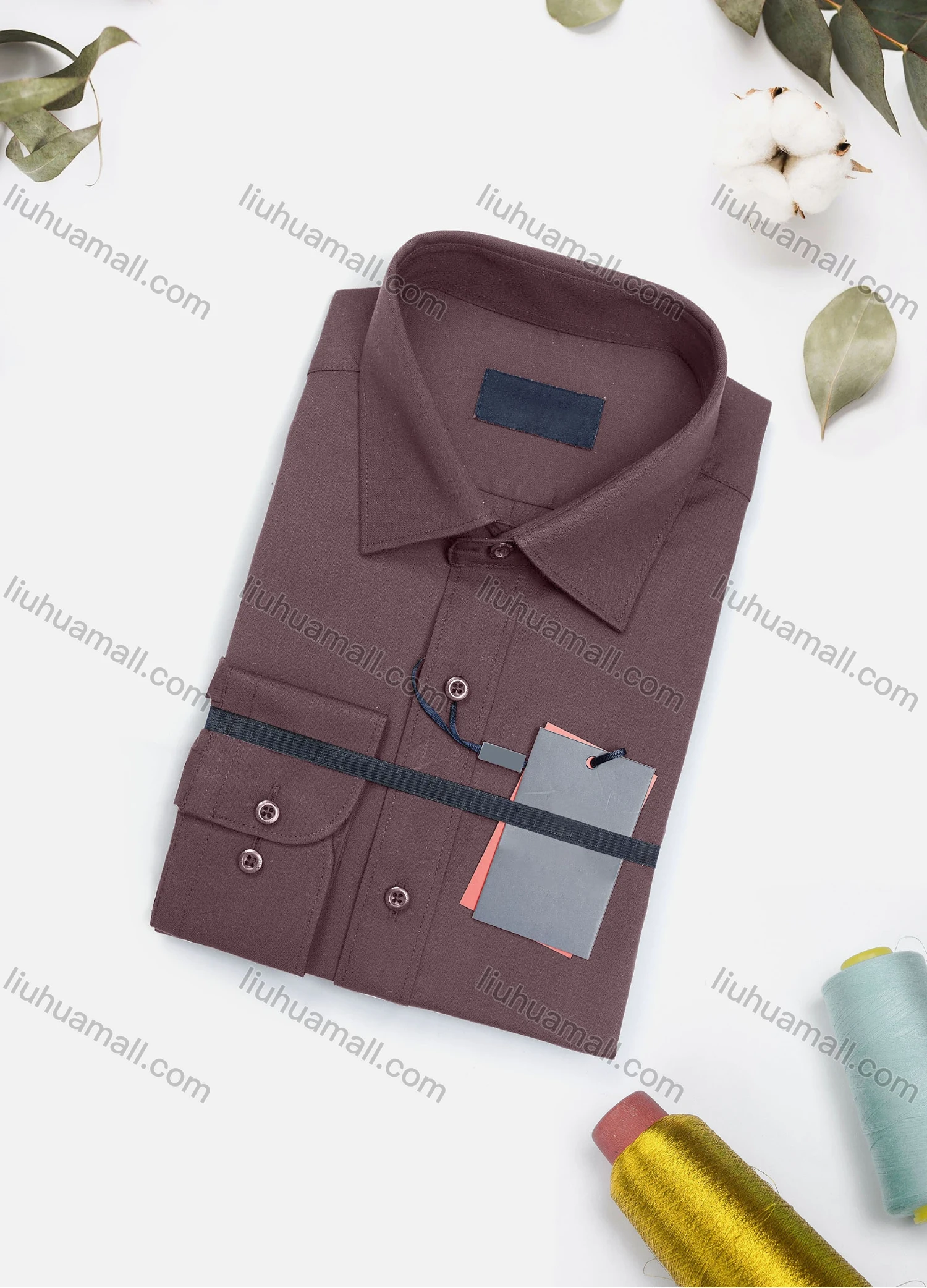 Wholesale Men's Casual Plain Long Sleeve Collared Button Down Shirt 8917-2# - Liuhuamall