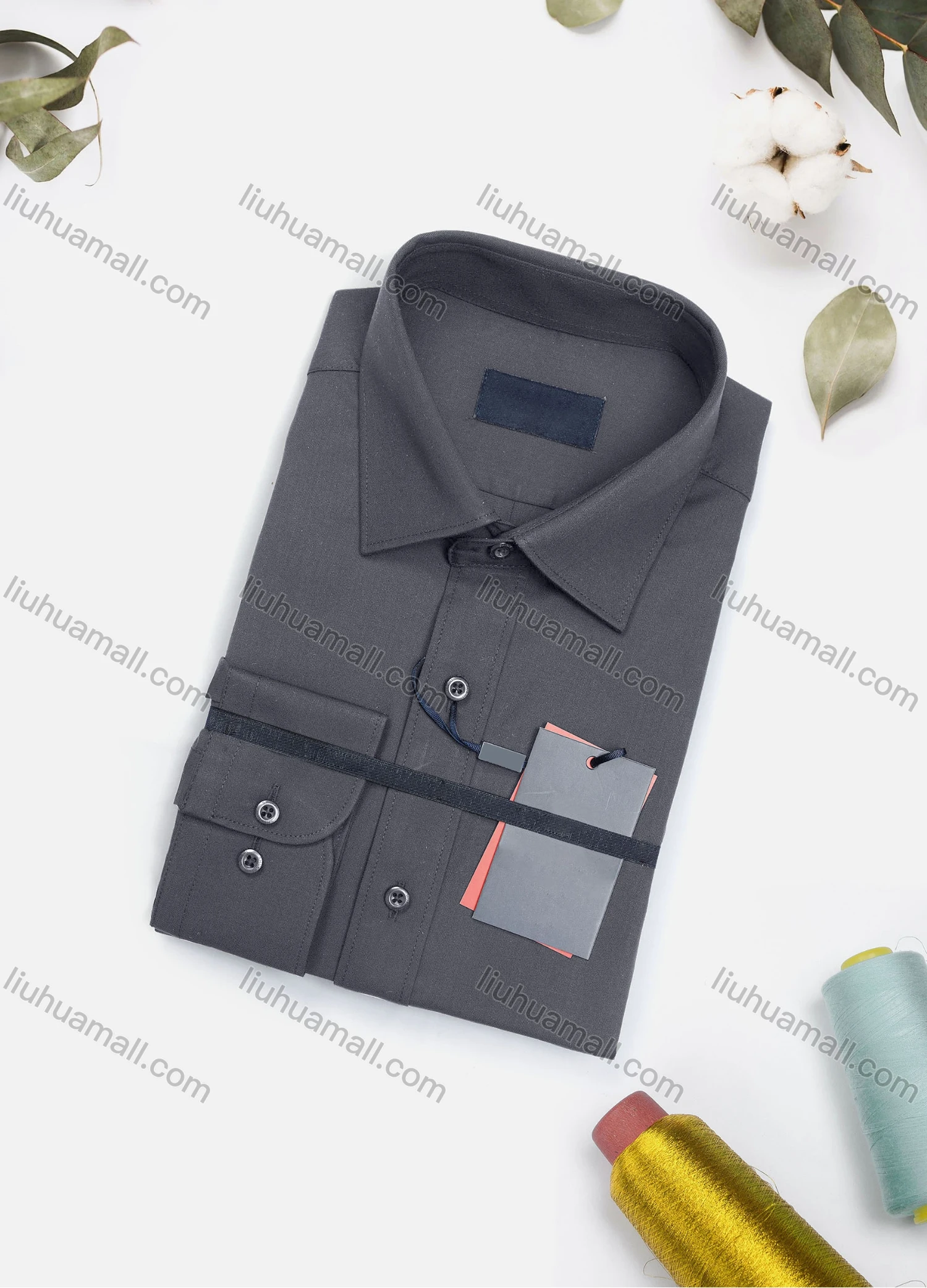 Wholesale Men's Casual Plain Long Sleeve Collared Button Down Shirt 8917-2# - Liuhuamall