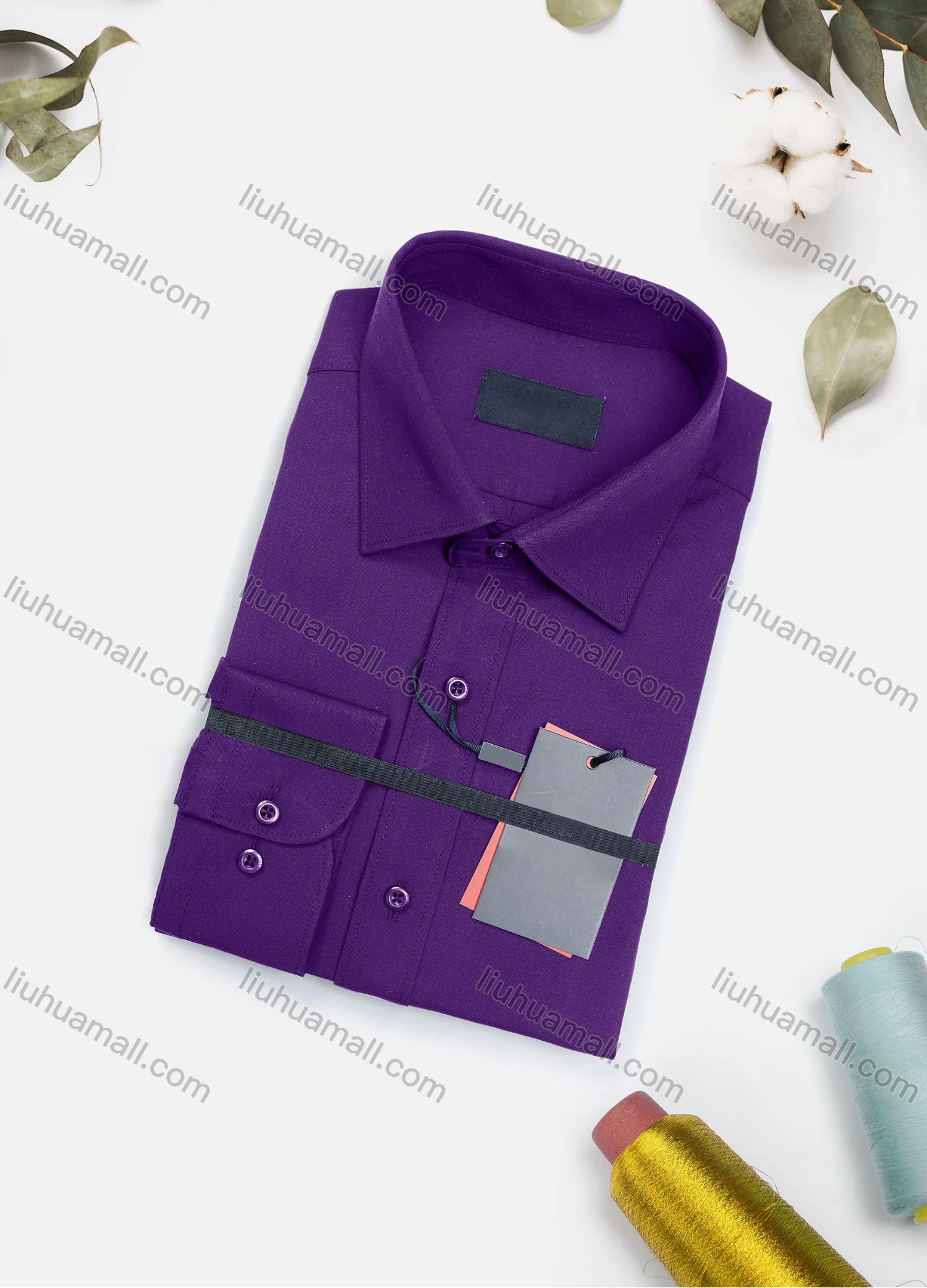 Wholesale Men's Casual Plain Long Sleeve Collared Button Down Shirt 8917-2# - Liuhuamall