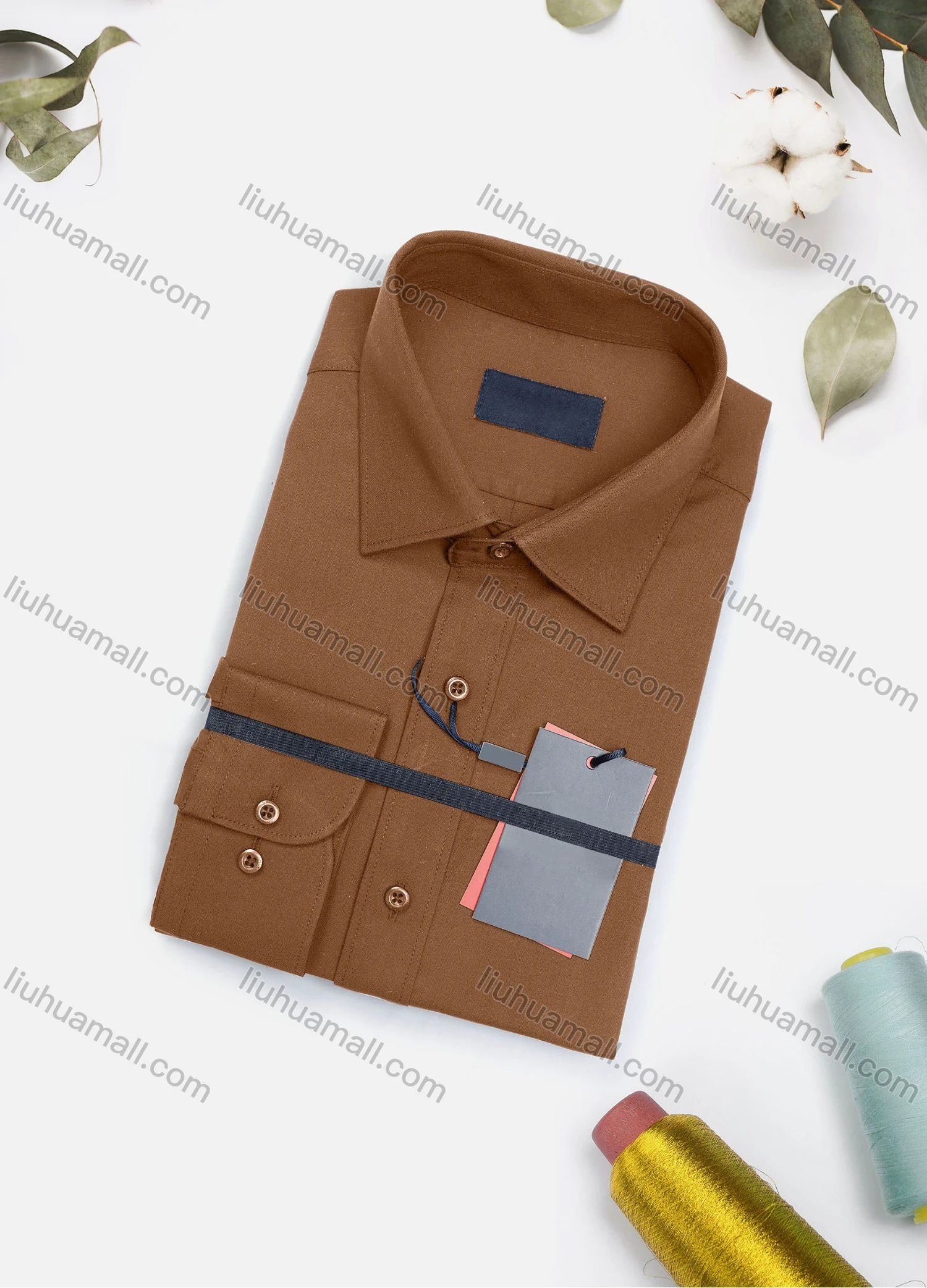 Wholesale Men's Casual Plain Long Sleeve Collared Button Down Shirt 8917-2# - Liuhuamall