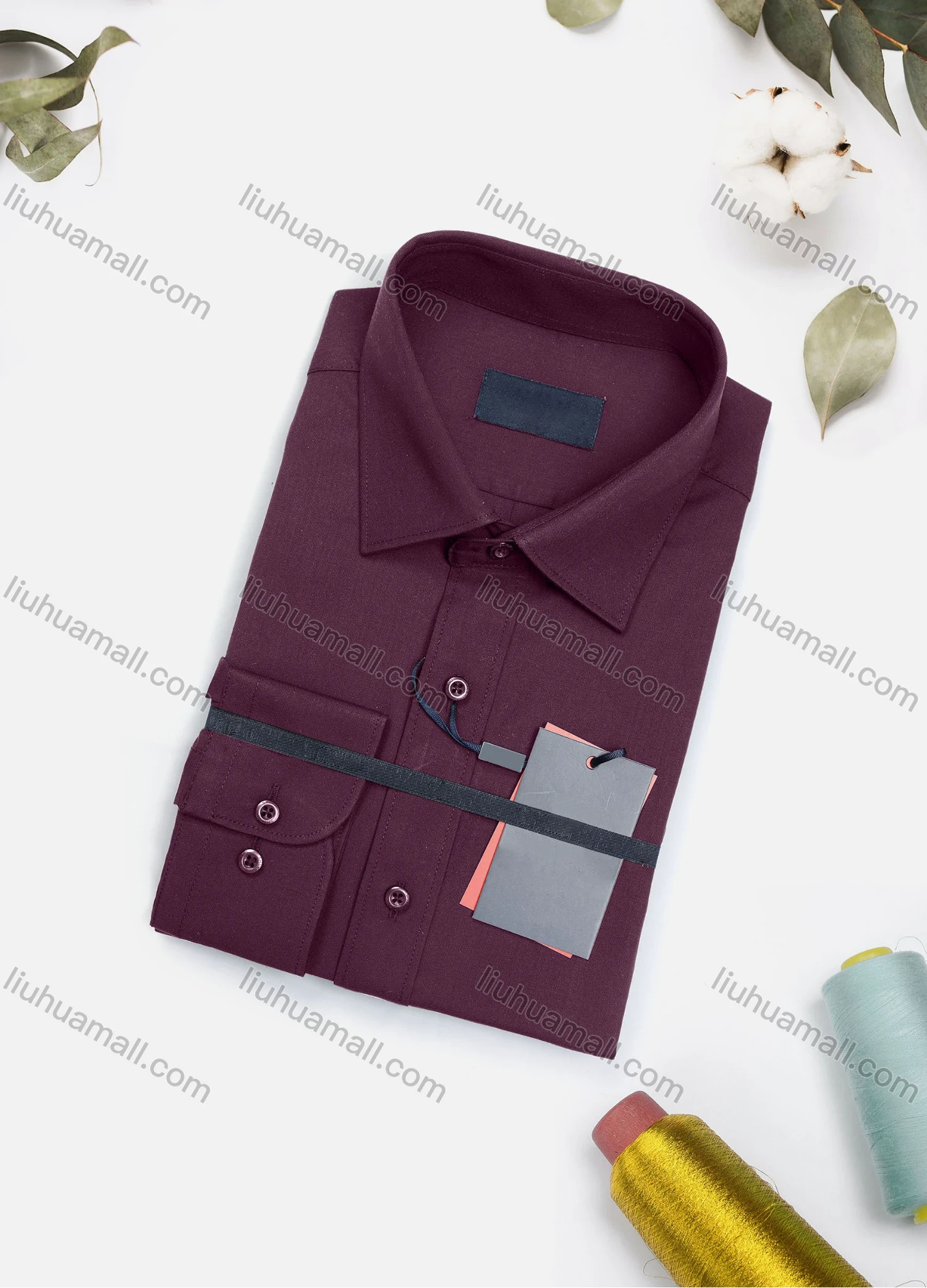 Wholesale Men's Casual Plain Long Sleeve Collared Button Down Shirt 8917-2# - Liuhuamall