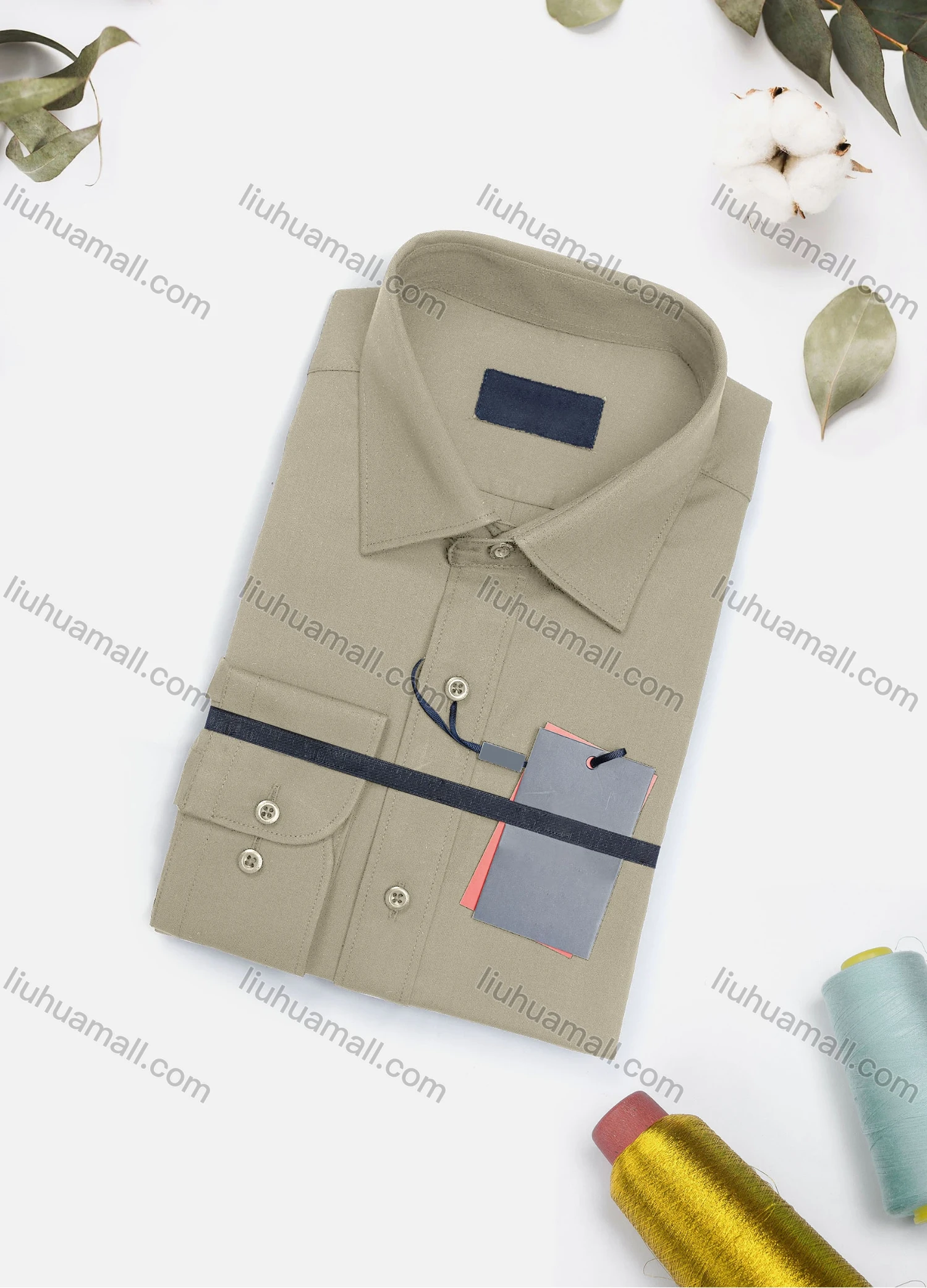 Wholesale Men's Casual Plain Long Sleeve Collared Button Down Shirt 8917-2# - Liuhuamall