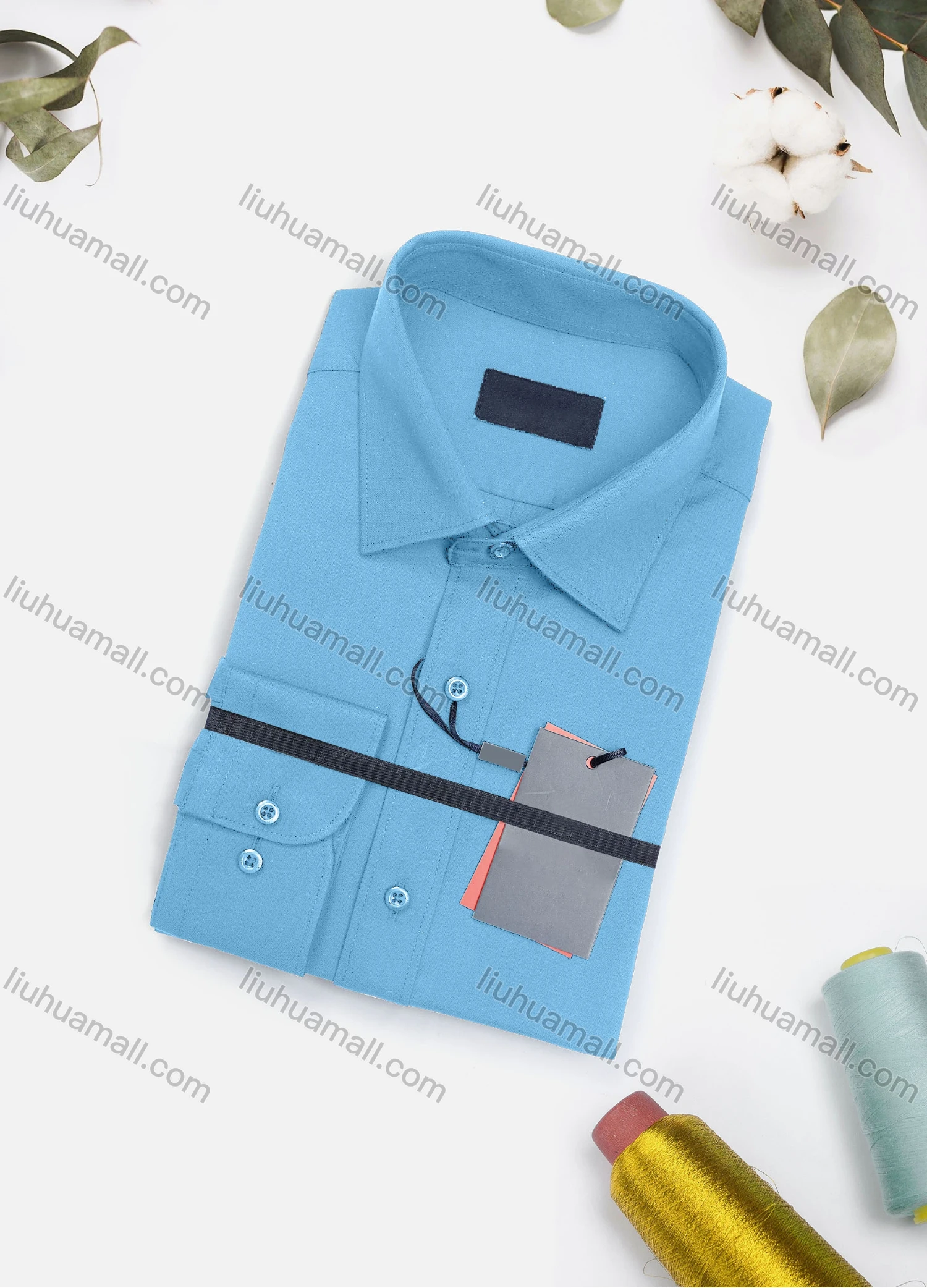 Wholesale Men's Casual Plain Long Sleeve Collared Button Down Shirt 8917-2# - Liuhuamall