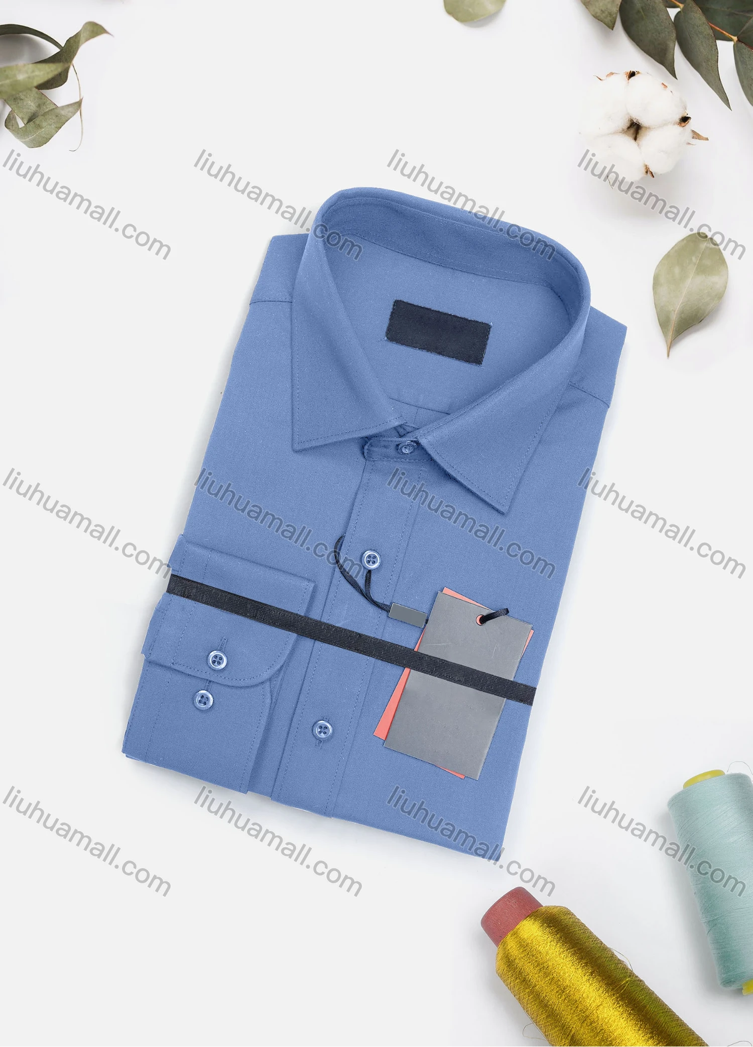 Wholesale Men's Casual Plain Long Sleeve Collared Button Down Shirt 8917-2# - Liuhuamall