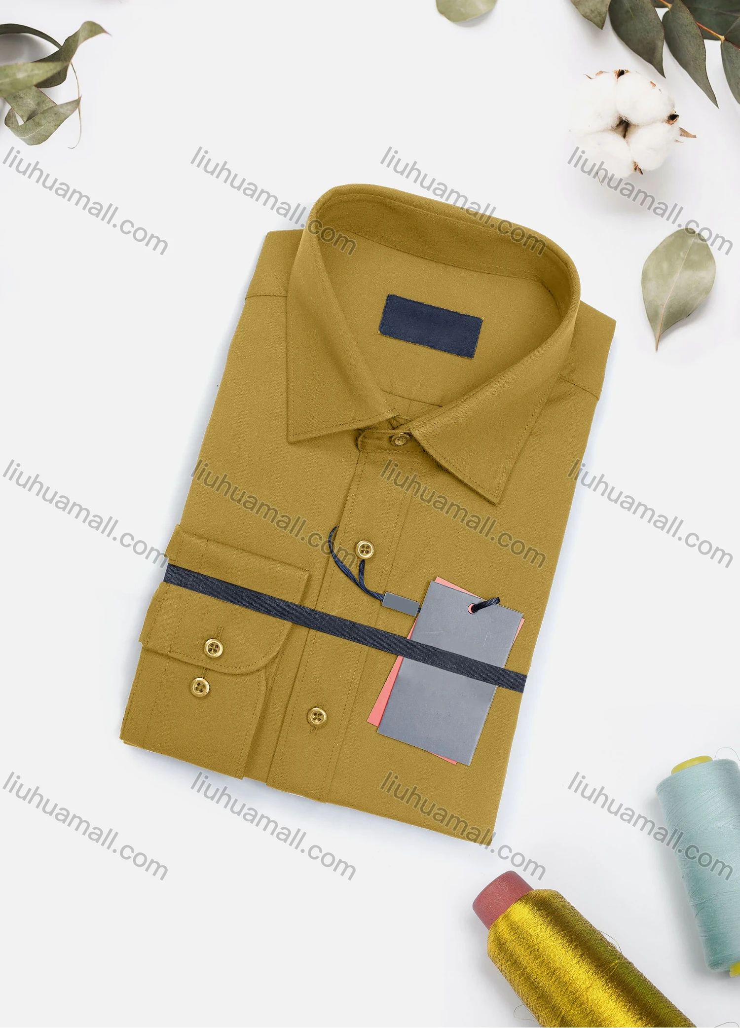 Wholesale Men's Casual Plain Long Sleeve Collared Button Down Shirt 8917-2# - Liuhuamall