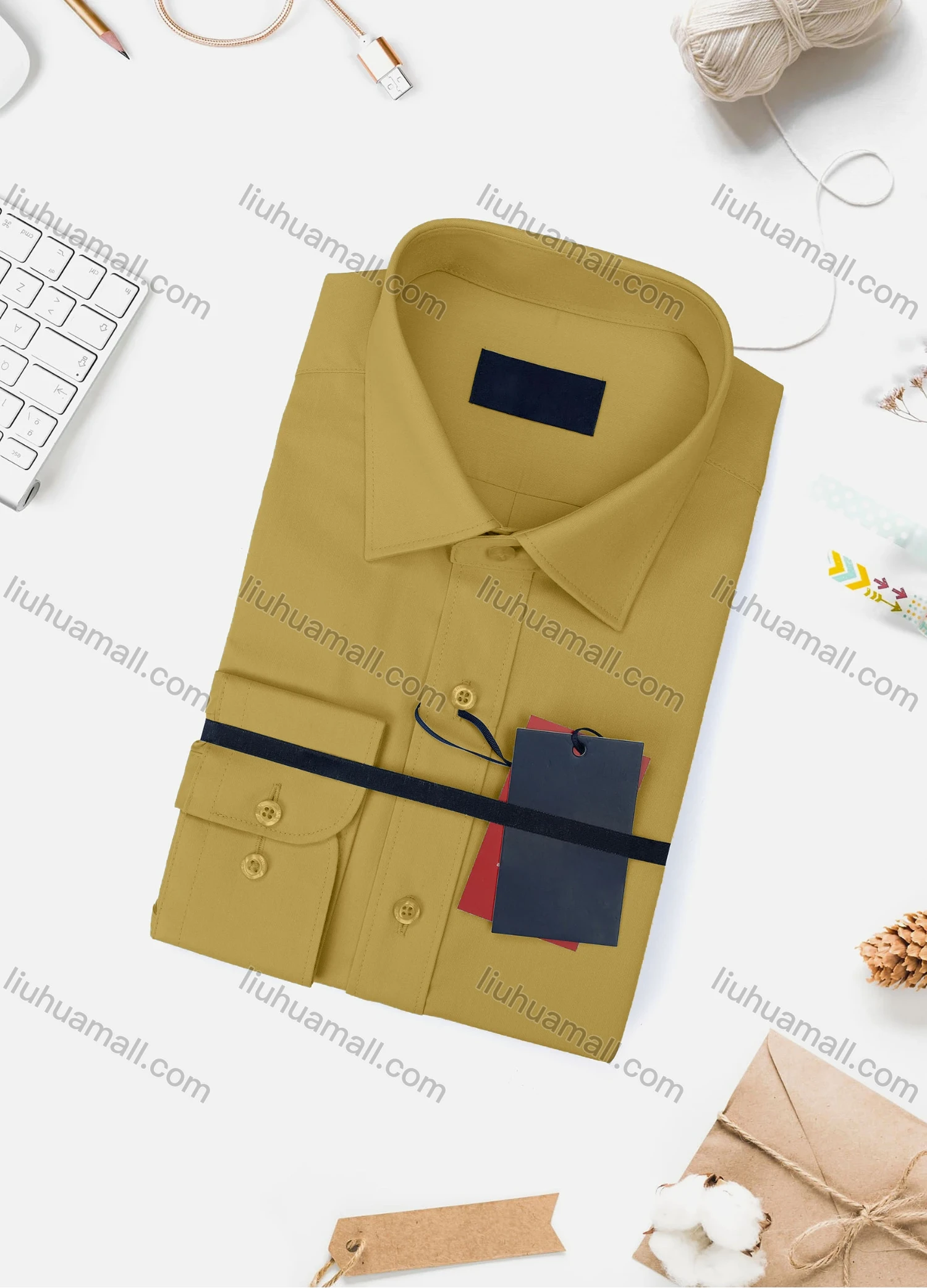 Wholesale Men's Casual Plain Long Sleeve Collared Button Down Shirt 8918-2# - Liuhuamall