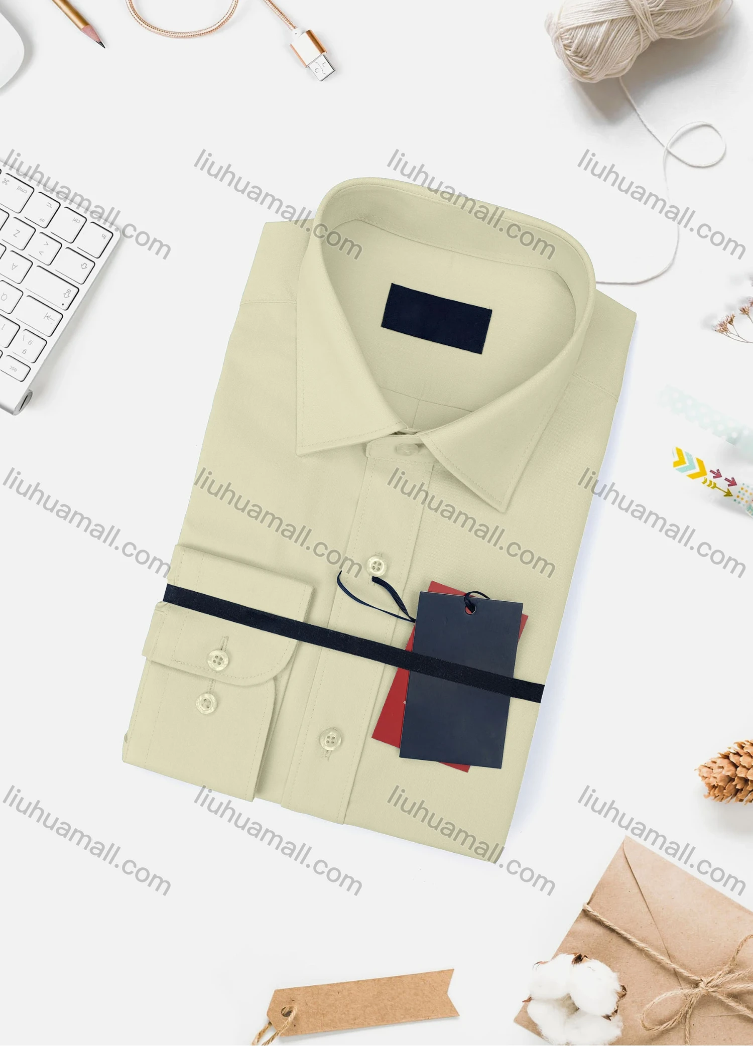 Wholesale Men's Casual Plain Long Sleeve Collared Button Down Shirt 8918-2# - Liuhuamall