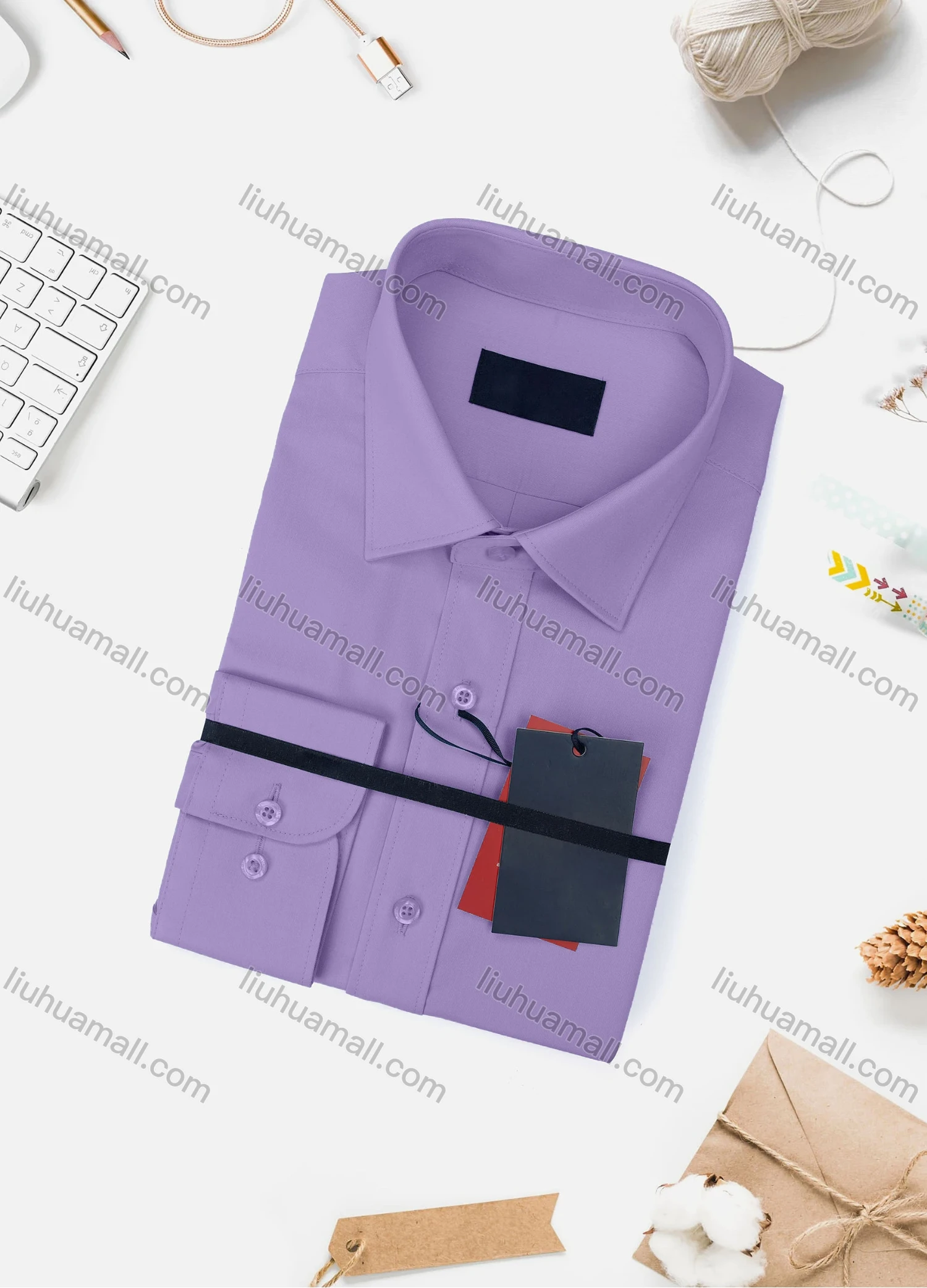 Wholesale Men's Casual Plain Long Sleeve Collared Button Down Shirt 8918-2# - Liuhuamall