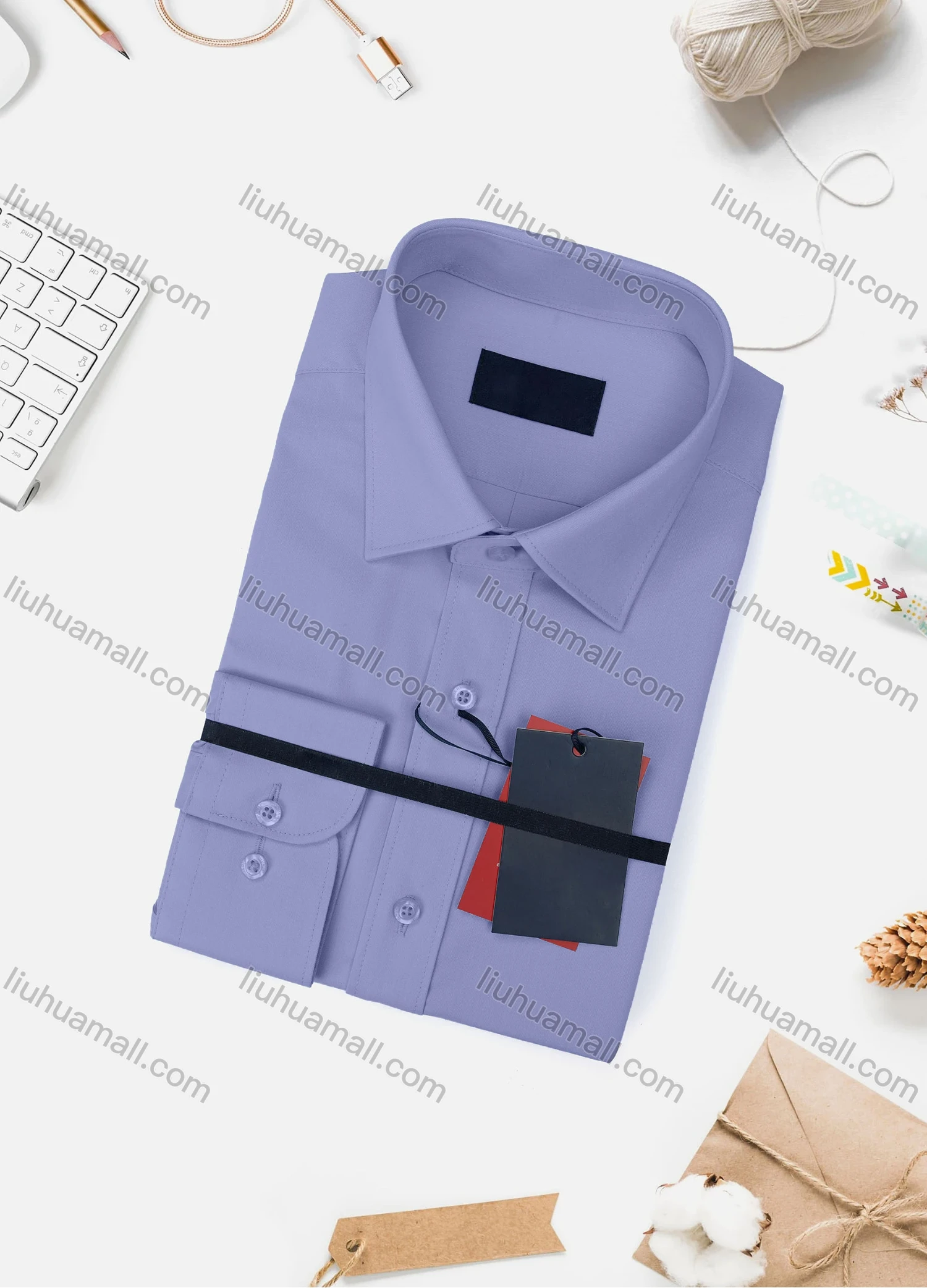 Wholesale Men's Casual Plain Long Sleeve Collared Button Down Shirt 8918-2# - Liuhuamall