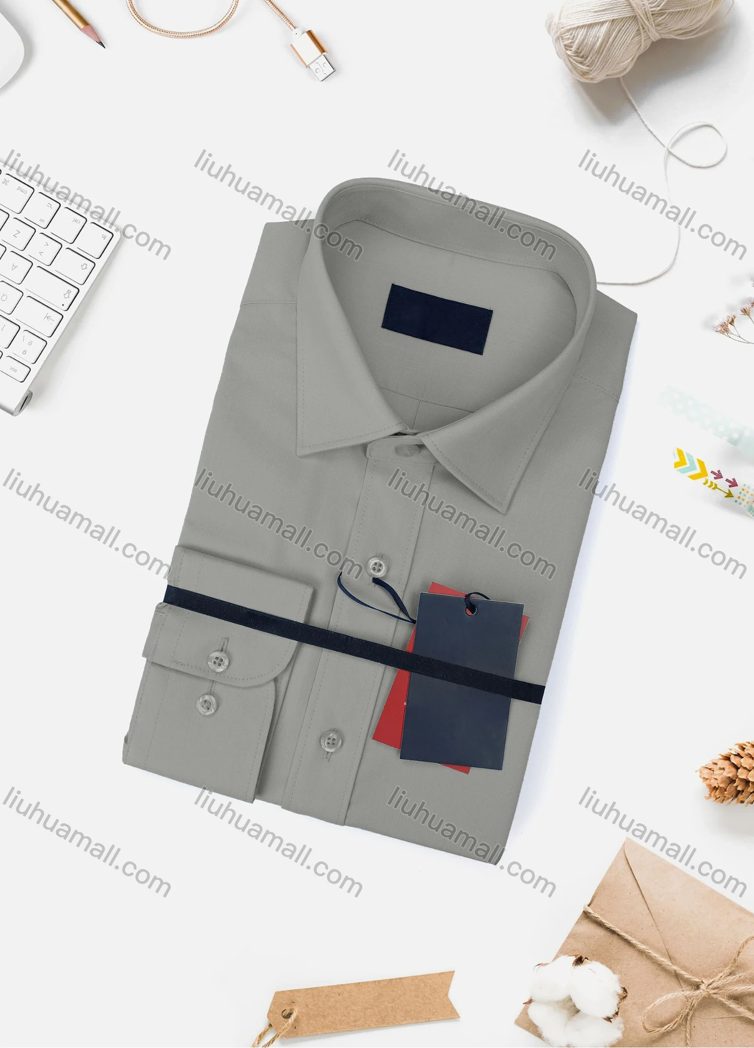 Wholesale Men's Casual Plain Long Sleeve Collared Button Down Shirt 8918-2# - Liuhuamall