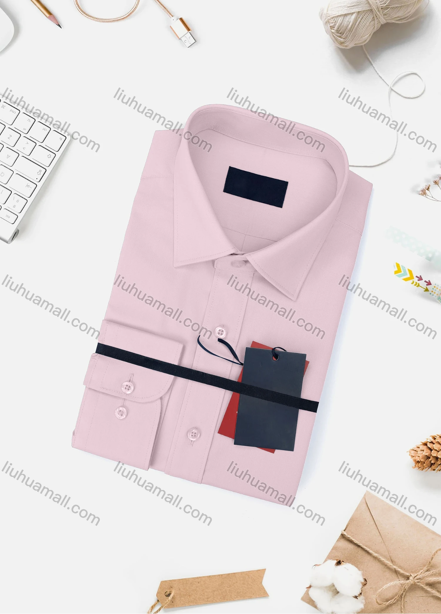 Wholesale Men's Casual Plain Long Sleeve Collared Button Down Shirt 8918-2# - Liuhuamall