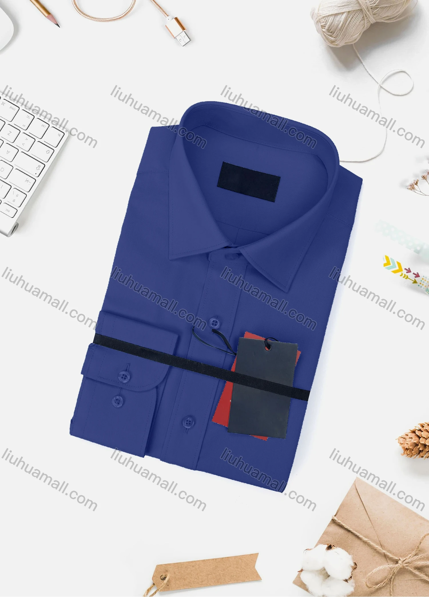 Wholesale Men's Casual Plain Long Sleeve Collared Button Down Shirt 8918-2# - Liuhuamall