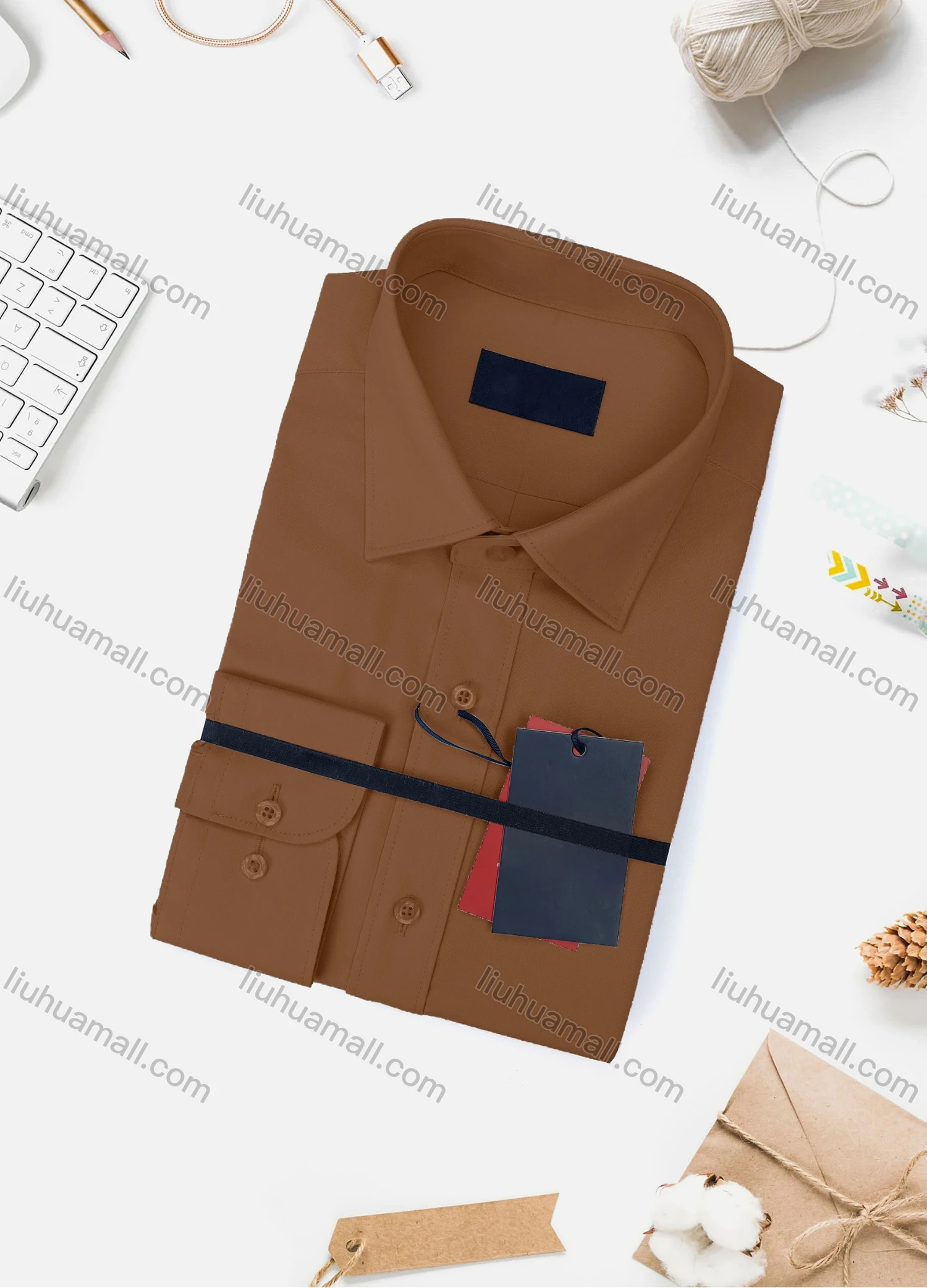 Wholesale Men's Casual Plain Long Sleeve Collared Button Down Shirt 8918-2# - Liuhuamall