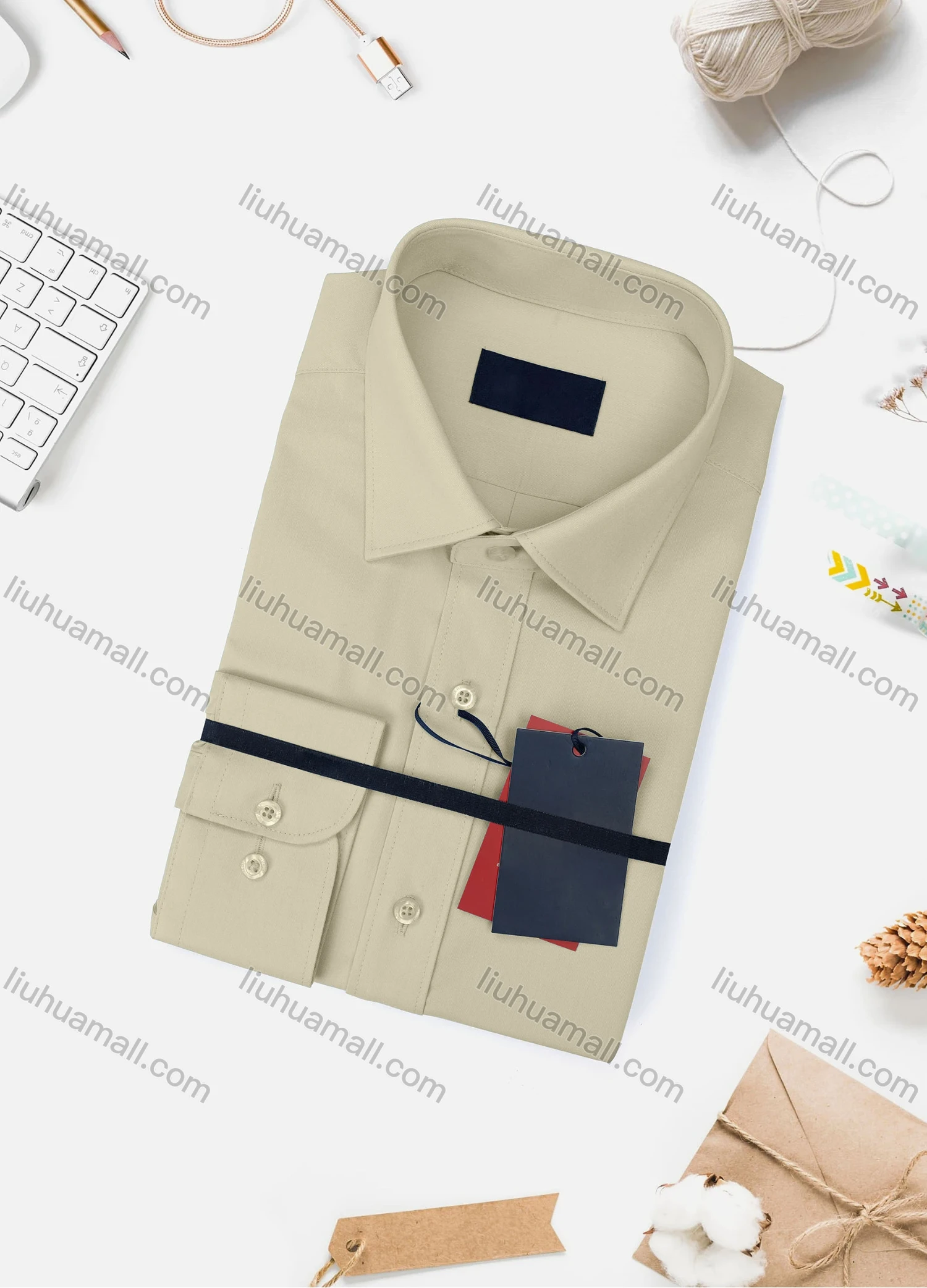 Wholesale Men's Casual Plain Long Sleeve Collared Button Down Shirt 8918-2# - Liuhuamall