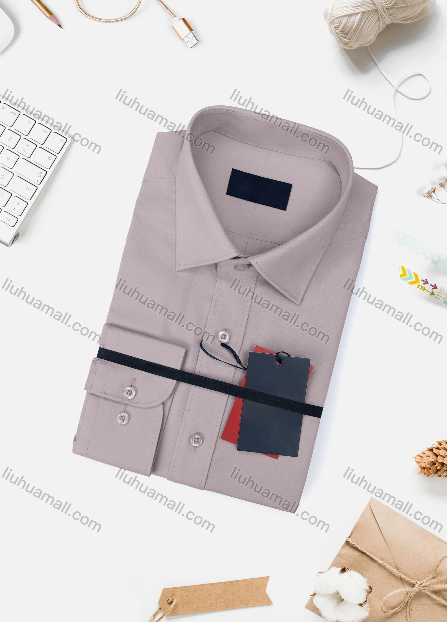 Wholesale Men's Casual Plain Long Sleeve Collared Button Down Shirt 8918-2# - Liuhuamall