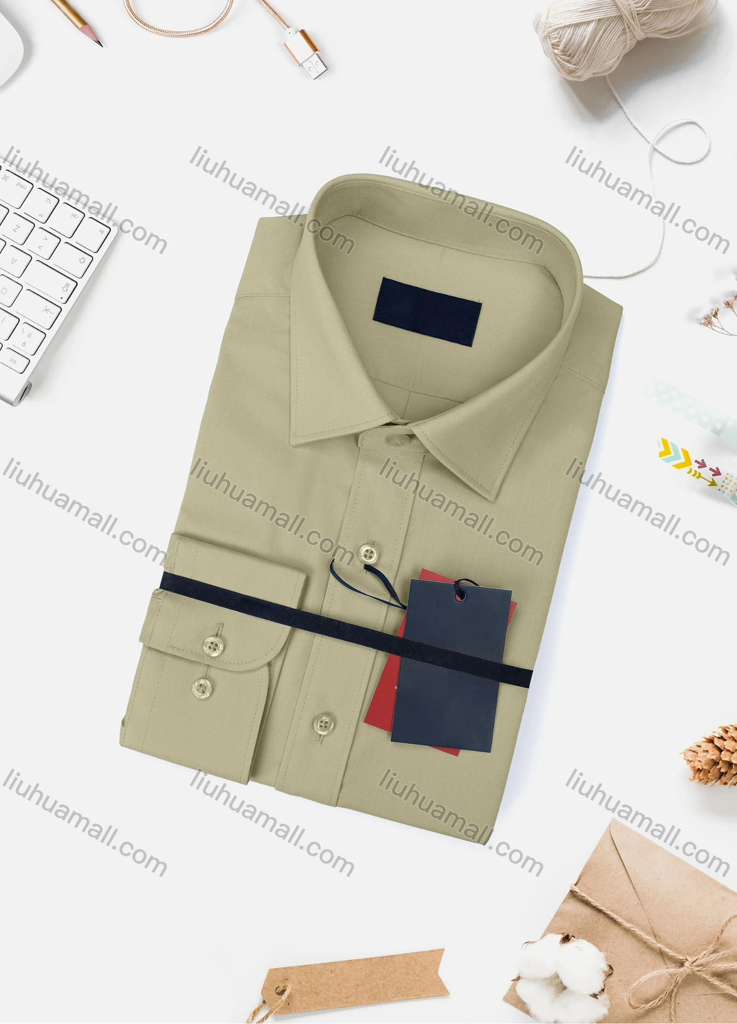 Wholesale Men's Casual Plain Long Sleeve Collared Button Down Shirt 8918-2# - Liuhuamall