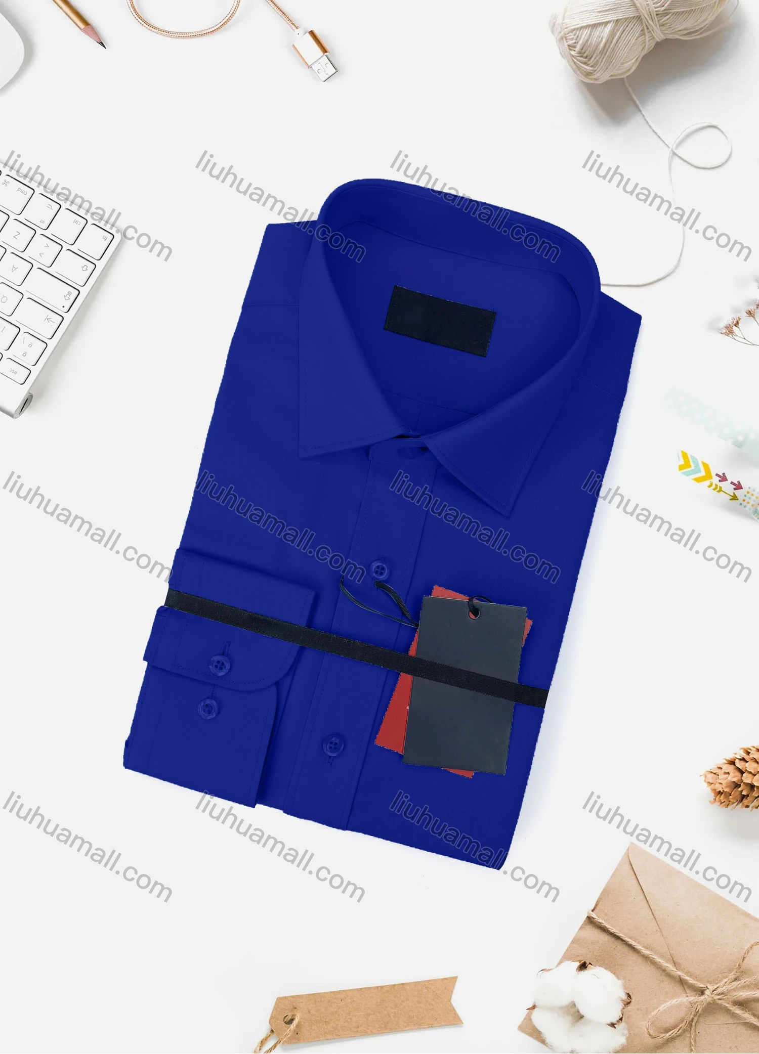 Wholesale Men's Casual Plain Long Sleeve Collared Button Down Shirt 8918-2# - Liuhuamall