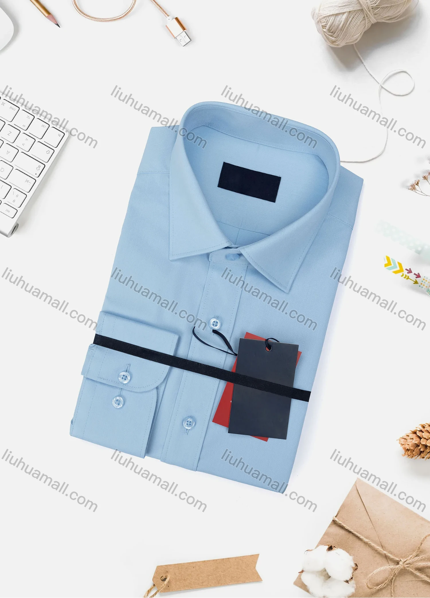 Wholesale Men's Casual Plain Long Sleeve Collared Button Down Shirt 8918-2# - Liuhuamall