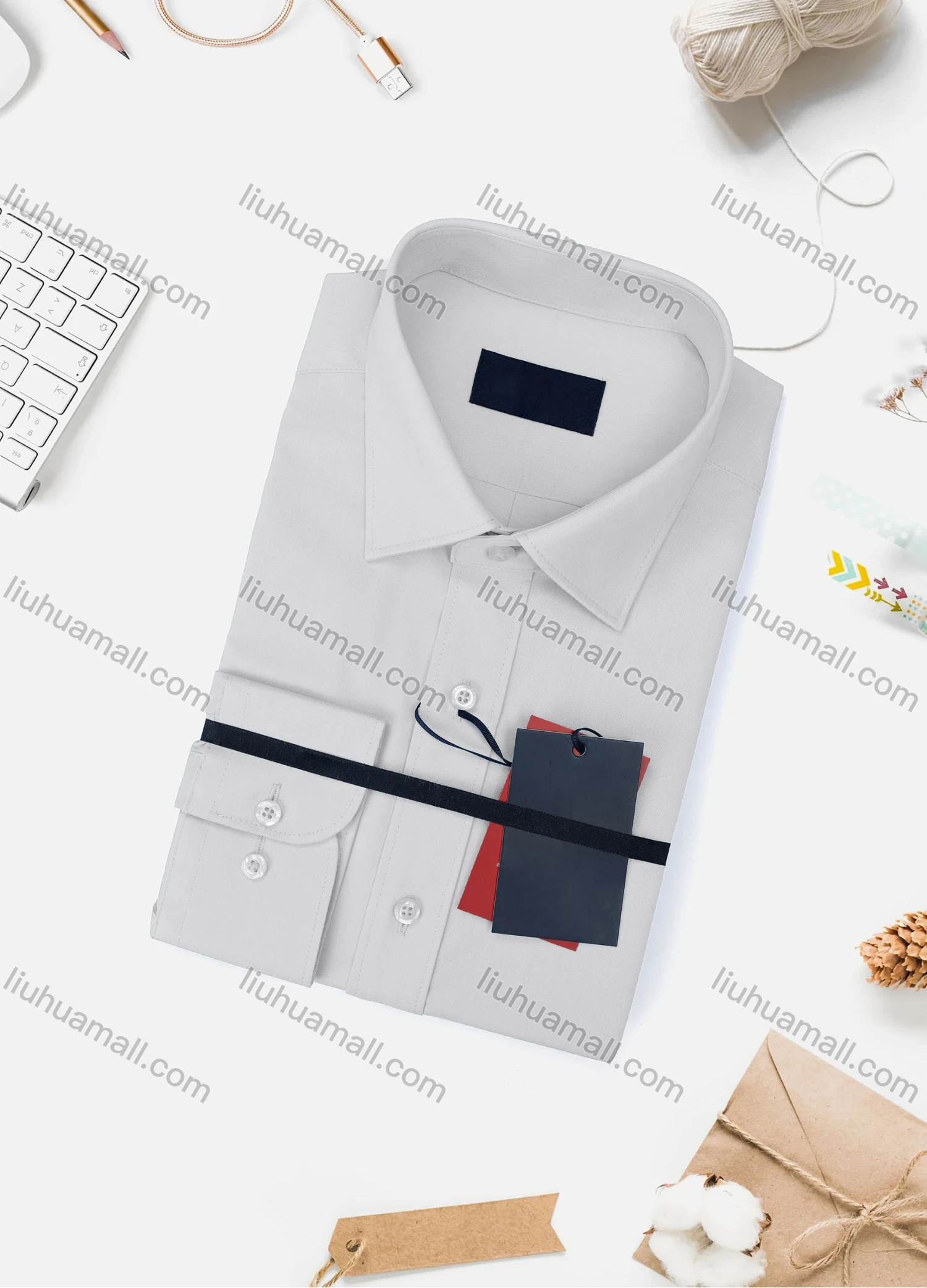 Wholesale Men's Casual Plain Long Sleeve Collared Button Down Shirt 8918-2# - Liuhuamall