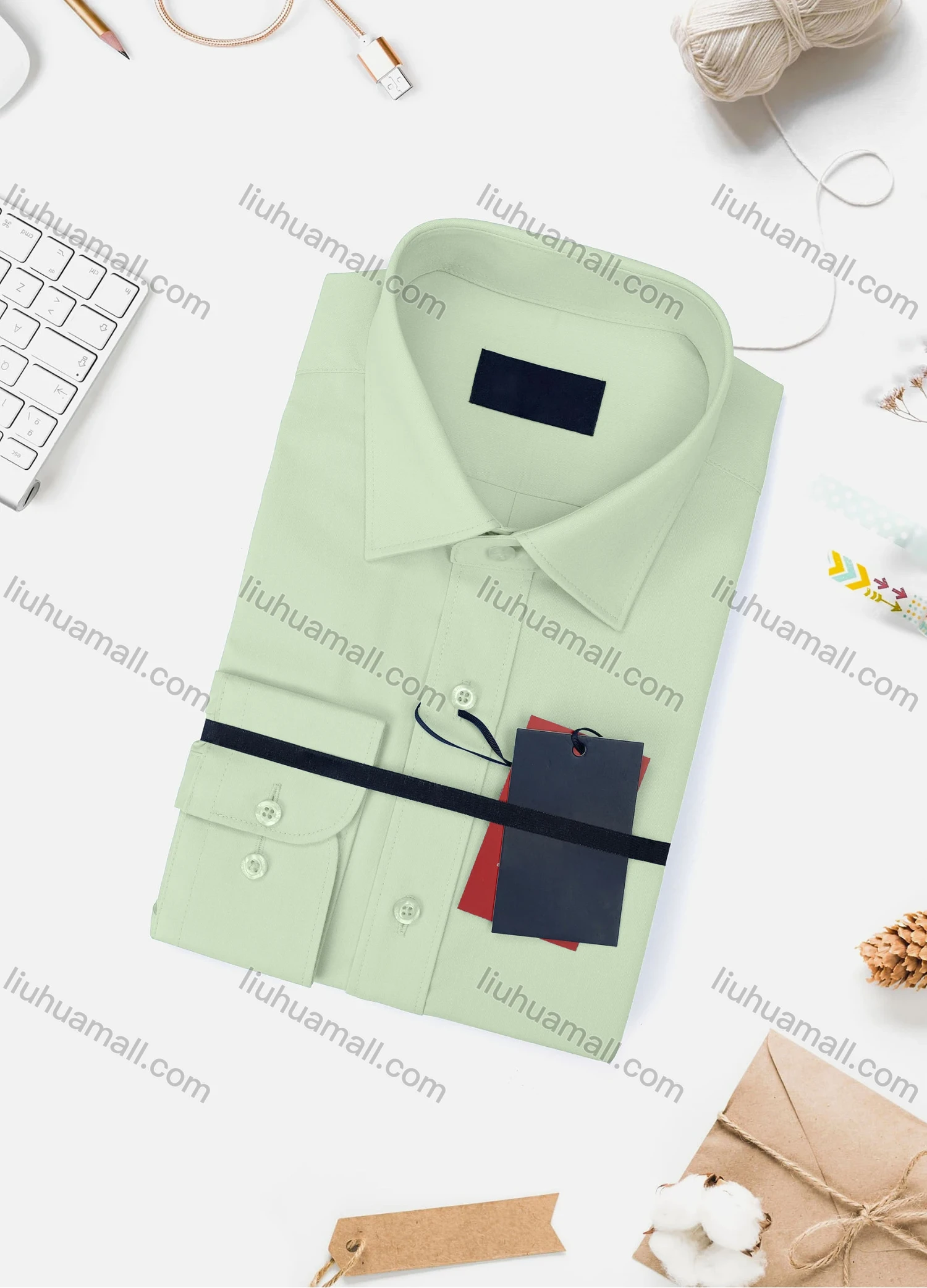 Wholesale Men's Casual Plain Long Sleeve Collared Button Down Shirt 8918-2# - Liuhuamall