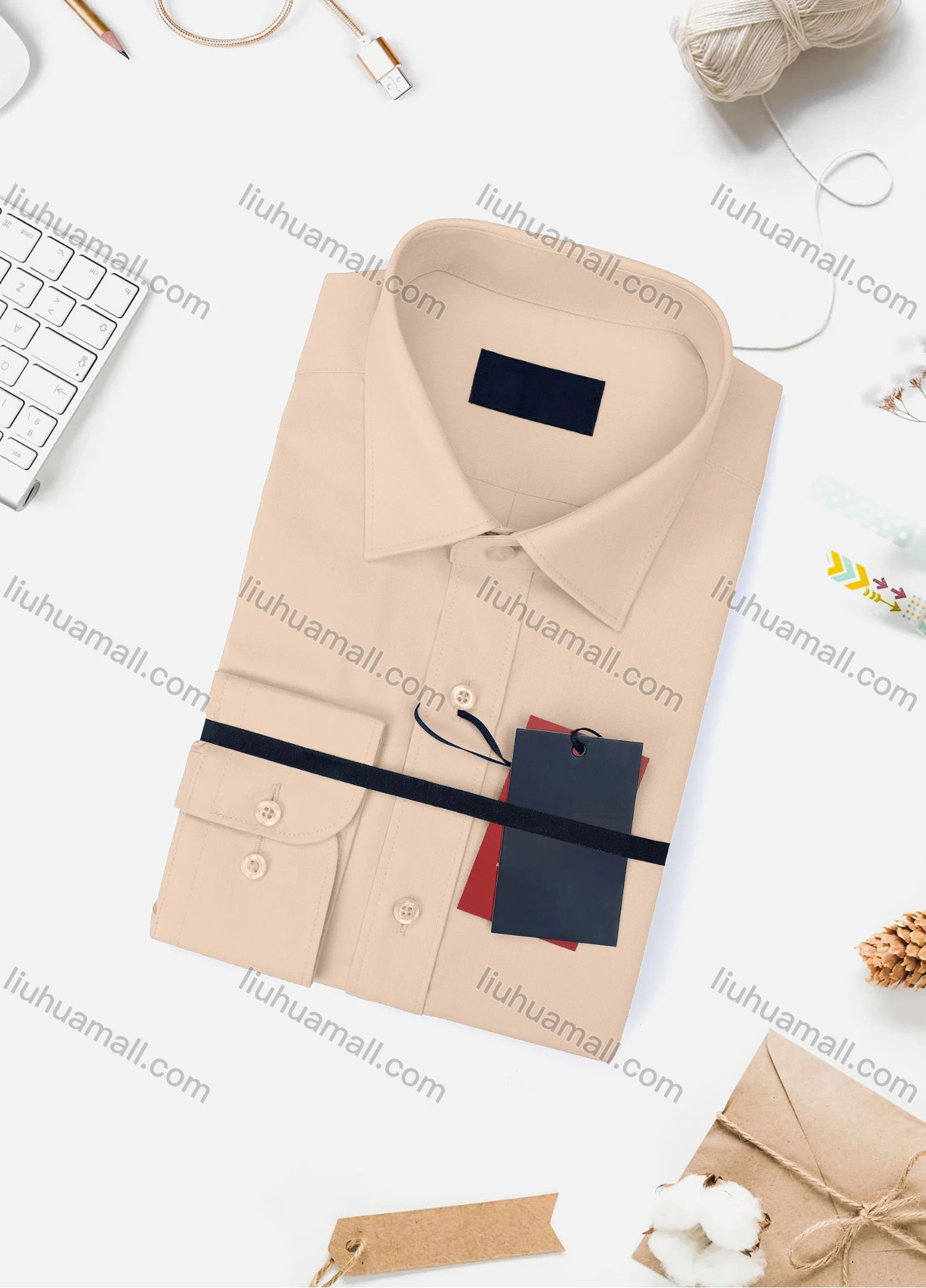 Wholesale Men's Casual Plain Long Sleeve Collared Button Down Shirt 8918-2# - Liuhuamall