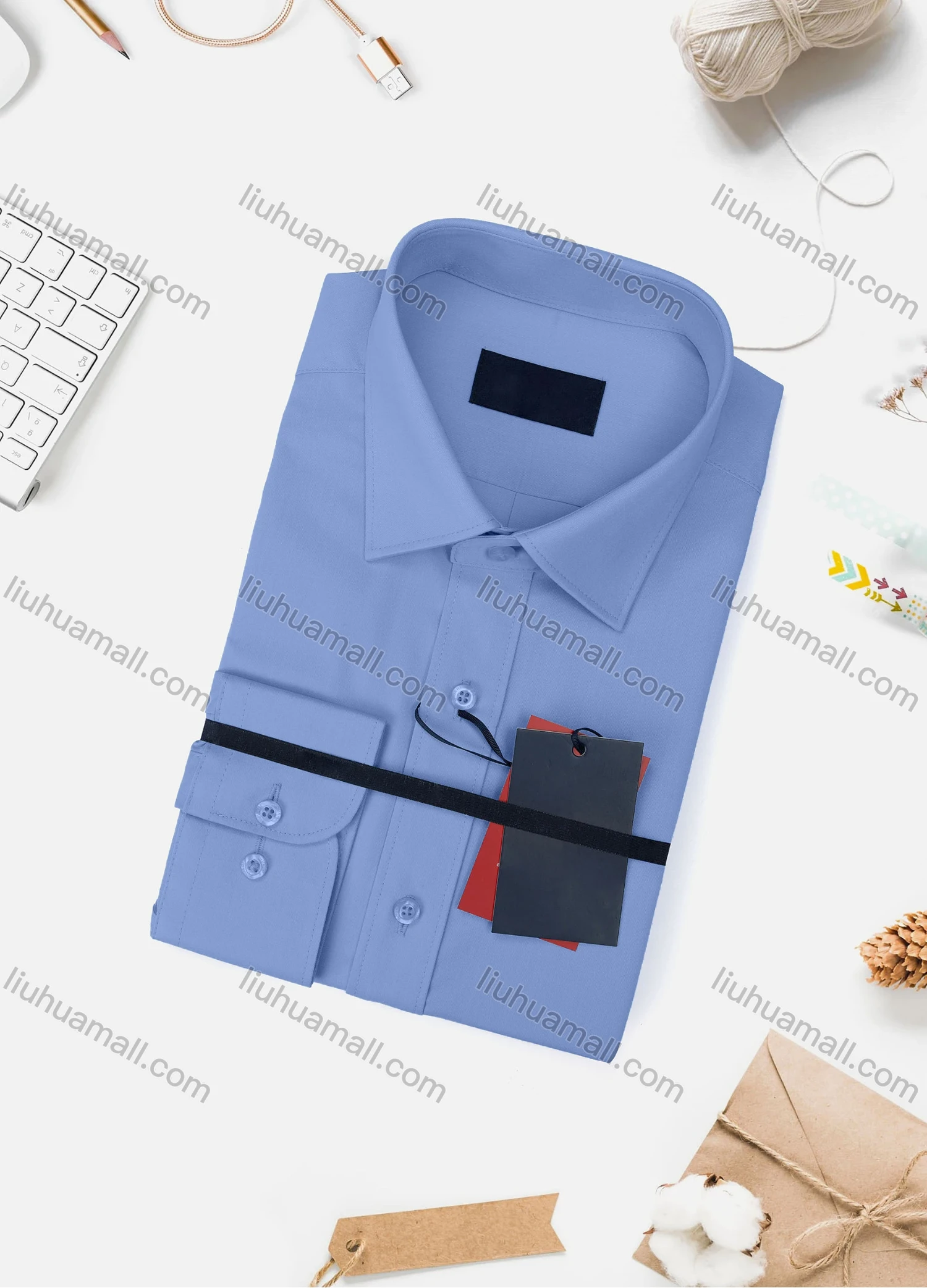 Wholesale Men's Casual Plain Long Sleeve Collared Button Down Shirt 8918-2# - Liuhuamall